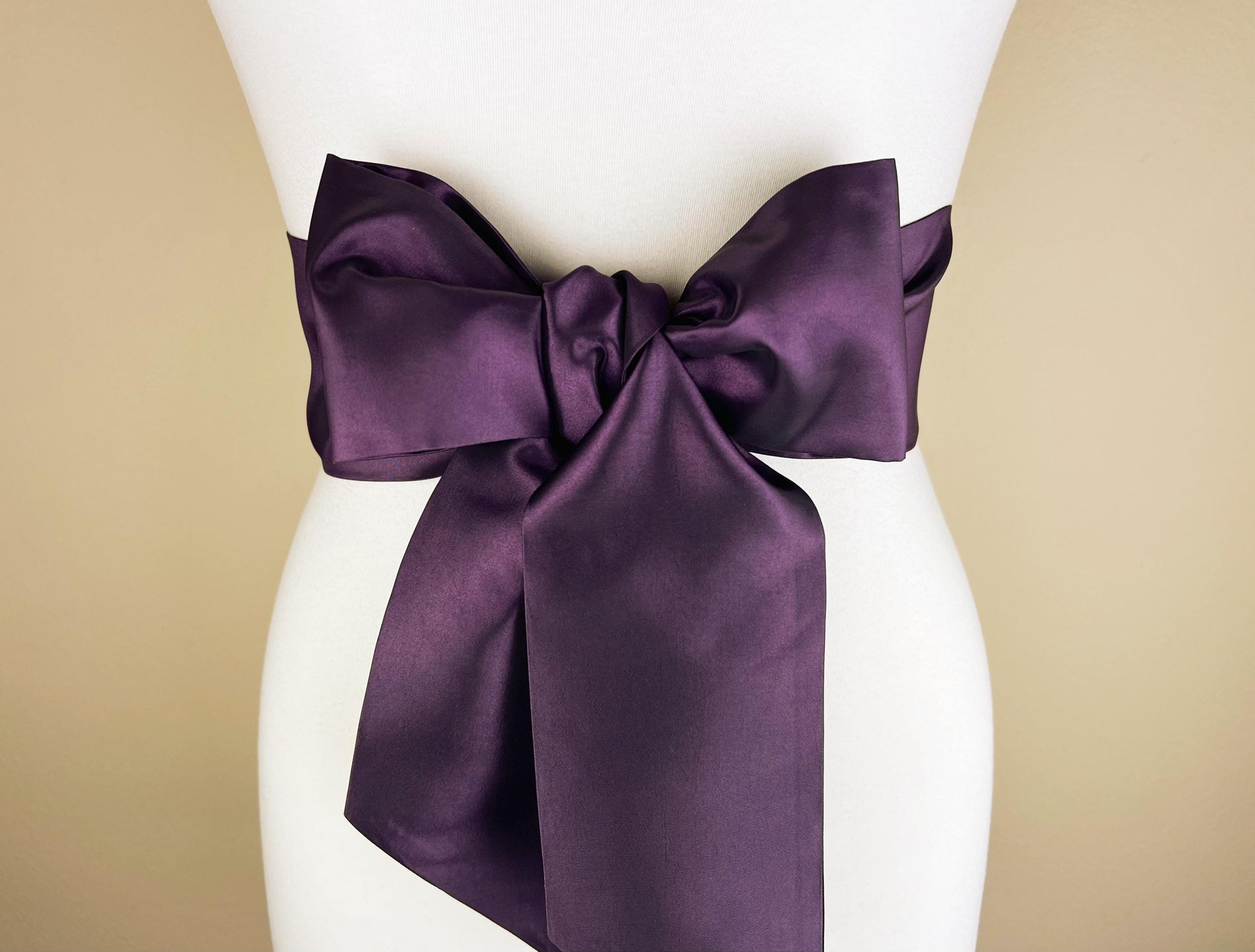 Crisp Taffeta Sash in Deep Plum, Dark Plum Taffeta Bow Belt, Plum Taffeta Dress Sash, Taffeta Ball Gown Sash, Plum Sash Belt, Satin Swank