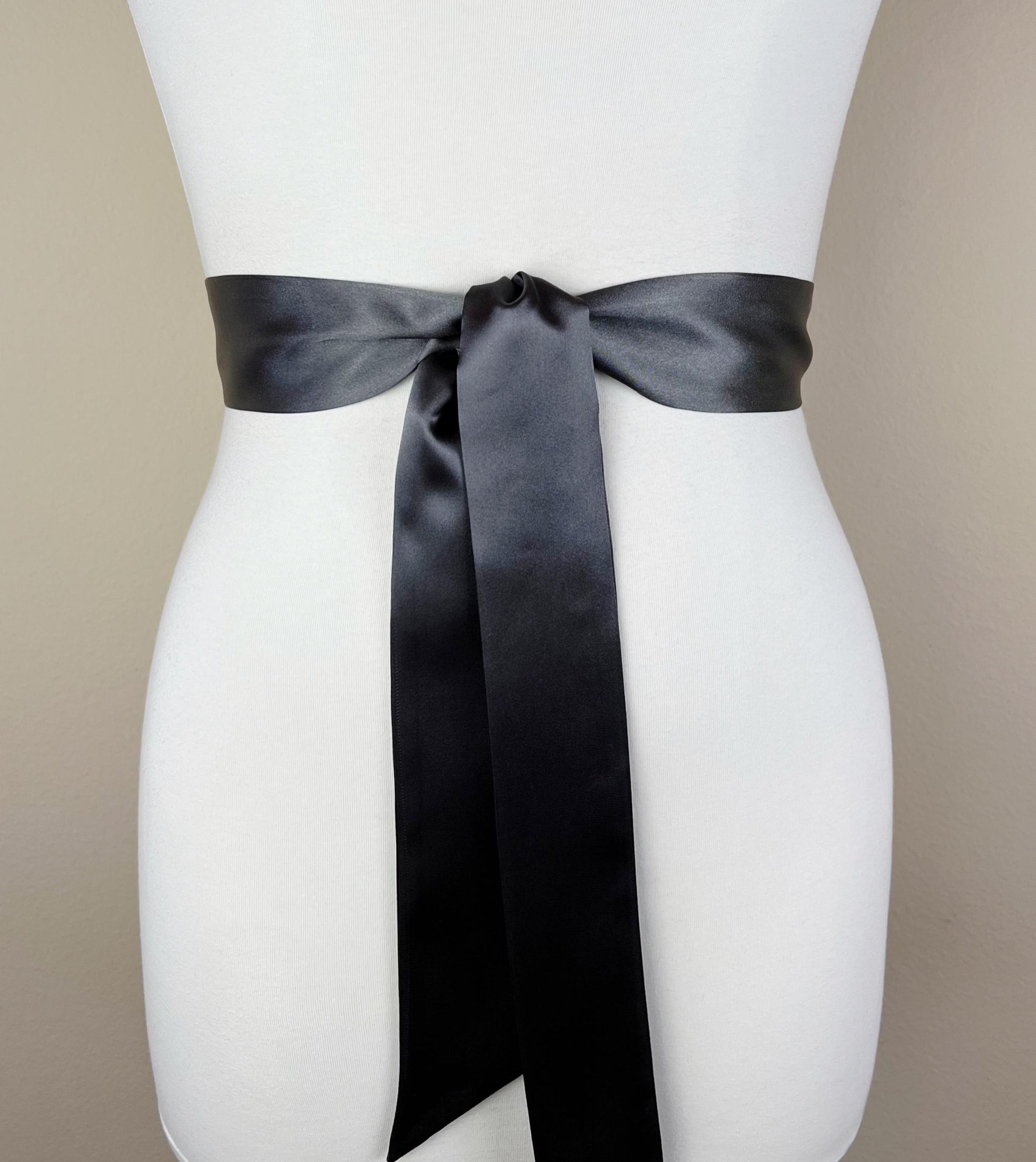 Narrow Charcoal Gray Sash, Charcoal Satin Sash, Dark Gray Satin Sash, Charcoal Sash Belt, Gray Wedding Dress, Gray Dress Sash, Satin Swank
