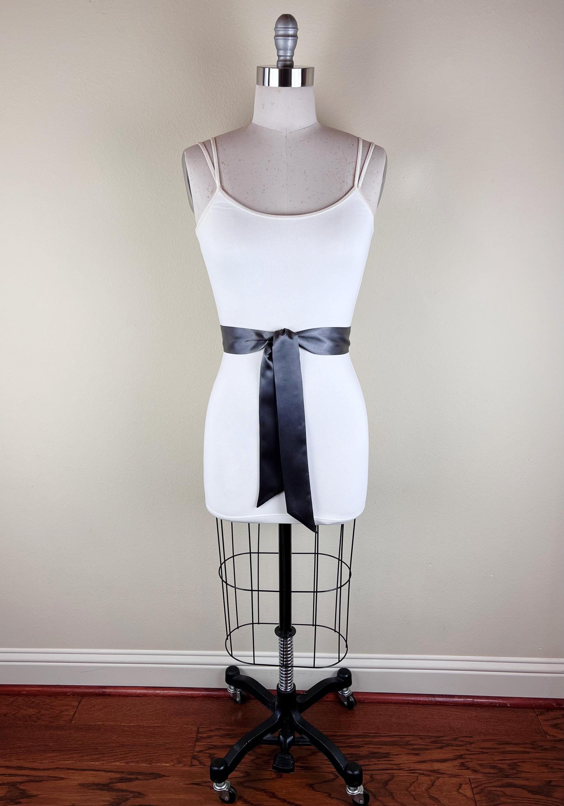 Narrow Charcoal Gray Sash, Charcoal Satin Sash, Dark Gray Satin Sash, Charcoal Sash Belt, Gray Wedding Dress, Gray Dress Sash, Satin Swank