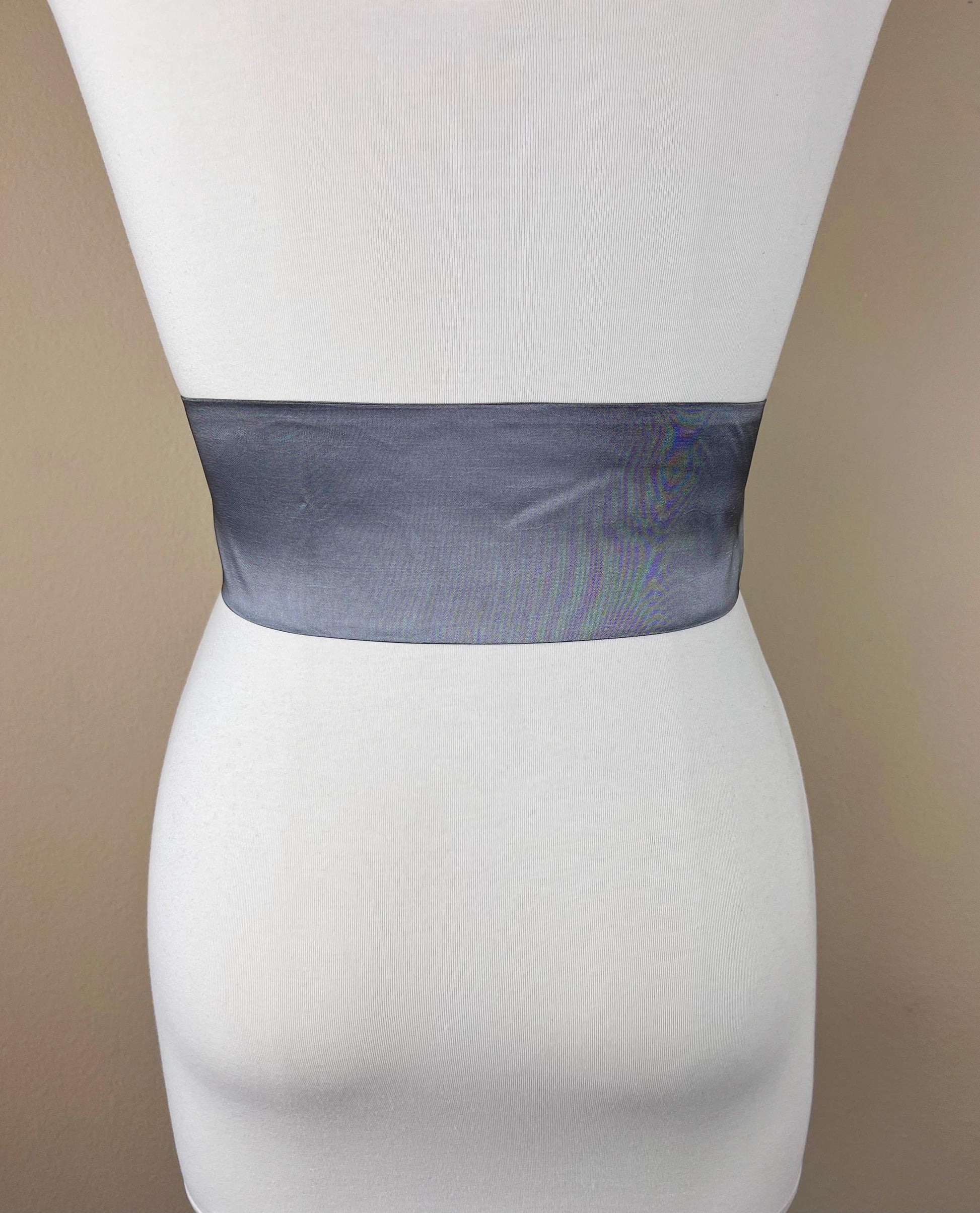 Crisp Taffeta Sash in Charcoal Gray, Dark Gray Taffeta Bow Belt, Charcoal Dress Sash, Taffeta Ball Gown Sash, Gray Sash Belt, Satin Swank