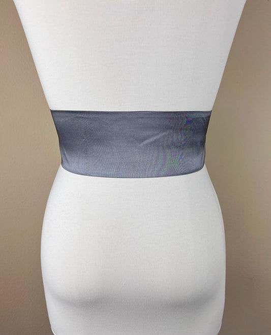 Crisp Taffeta Sash in Charcoal Gray, Dark Gray Taffeta Bow Belt, Charcoal Dress Sash, Taffeta Ball Gown Sash, Gray Sash Belt, Satin Swank