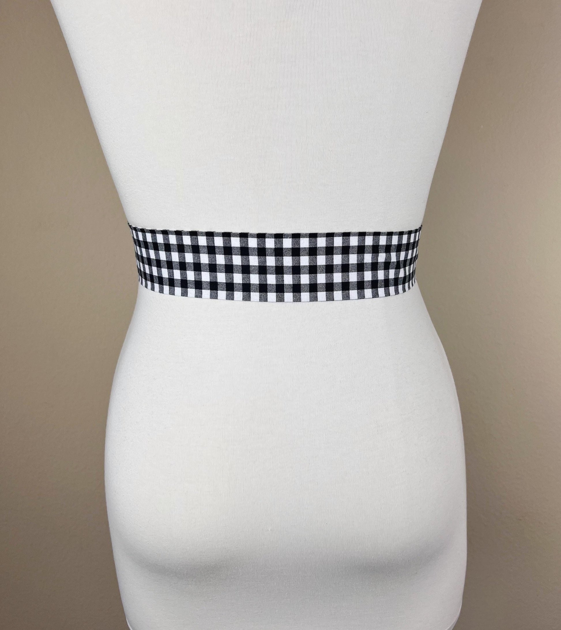 Narrow Black & White Buffalo Plaid Sash Belt, Black and White Check Sash, White and Black Sash, Gingham Belt, Checkerboard Belt, Satin Swank