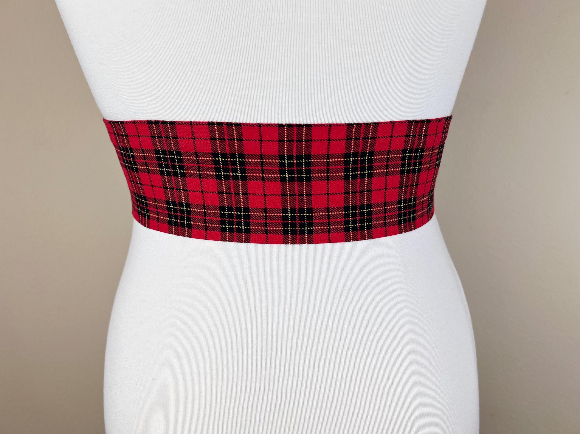 Wide Red & Black Plaid Sash, Black and Red Tartan Sash Belt, Red and Black Tartan Sash, Tartan Accessories, Red Plaid Sash, Satin Swank