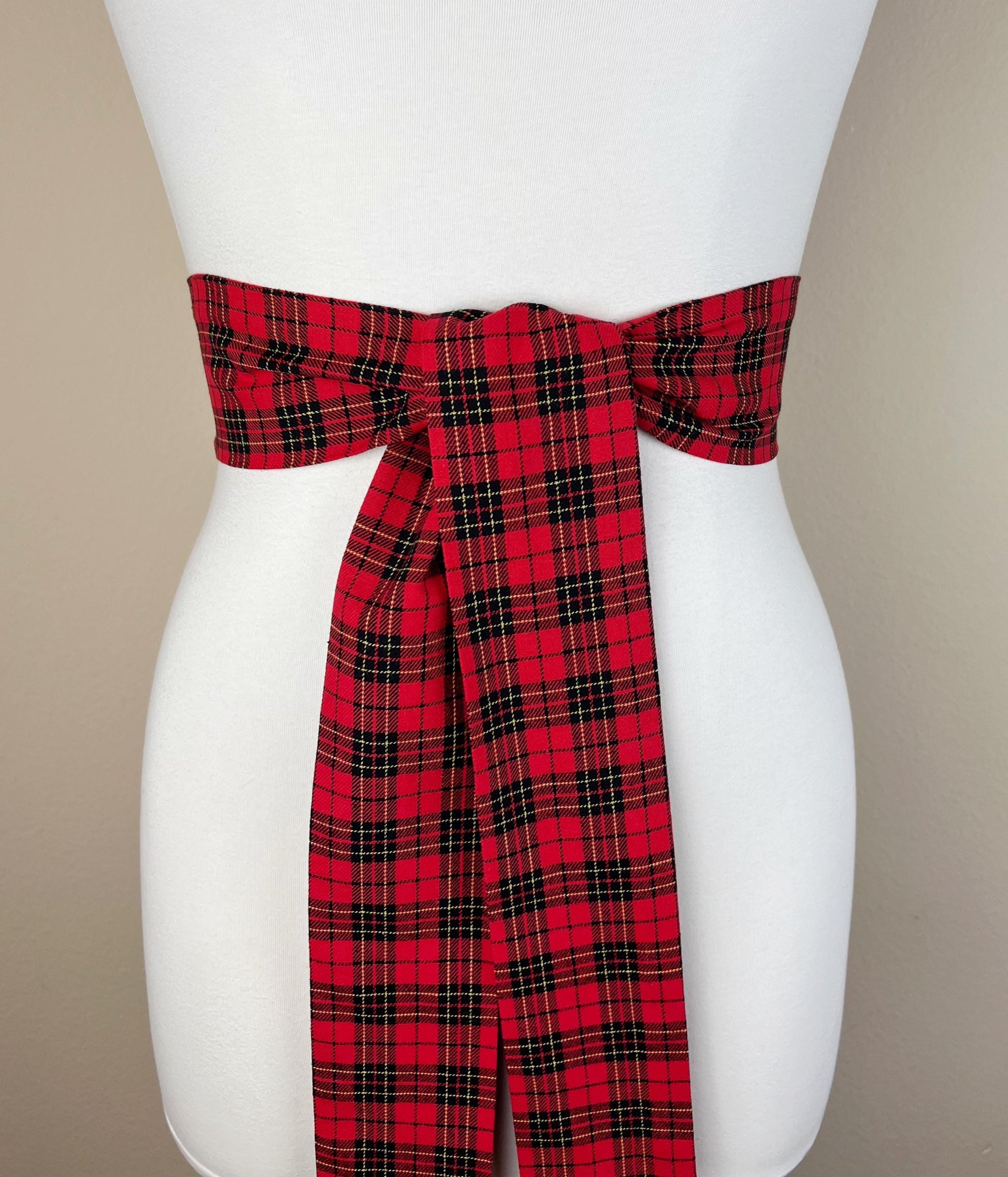 Wide Red & Black Plaid Sash, Black and Red Tartan Sash Belt, Red and Black Tartan Sash, Tartan Accessories, Red Plaid Sash, Satin Swank