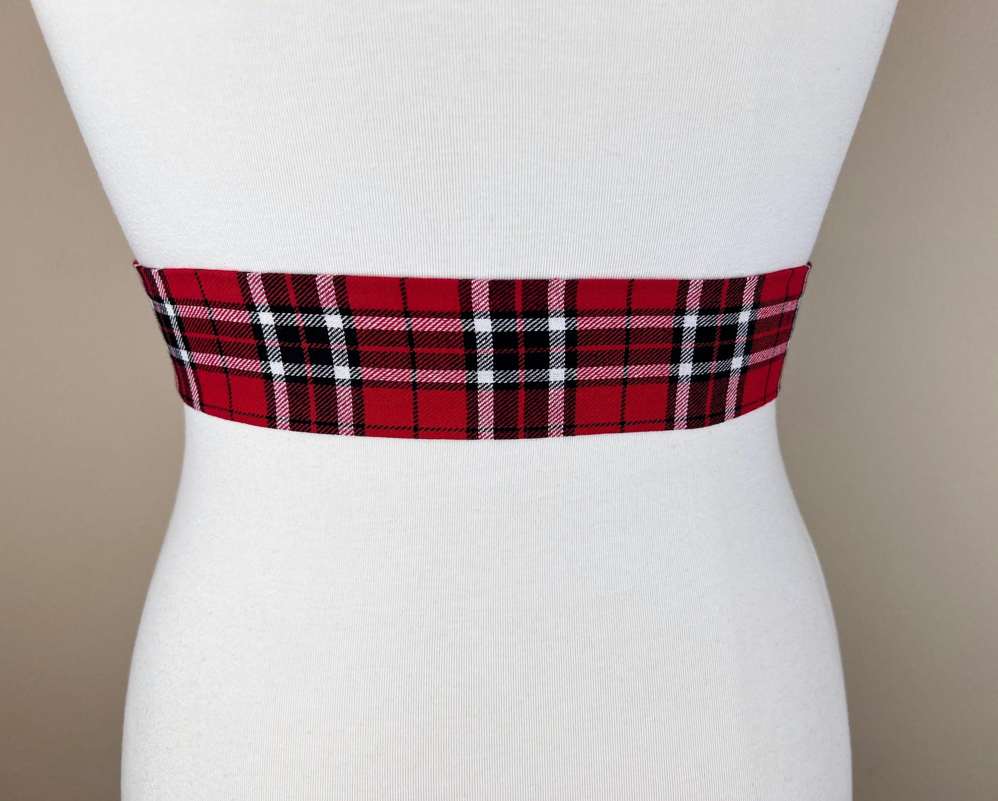 Narrow Red & Black Plaid Sash, Black and Red Tartan Sash Belt, Red and Black Tartan Sash, Tartan Accessories, Red Plaid Sash, Satin Swank