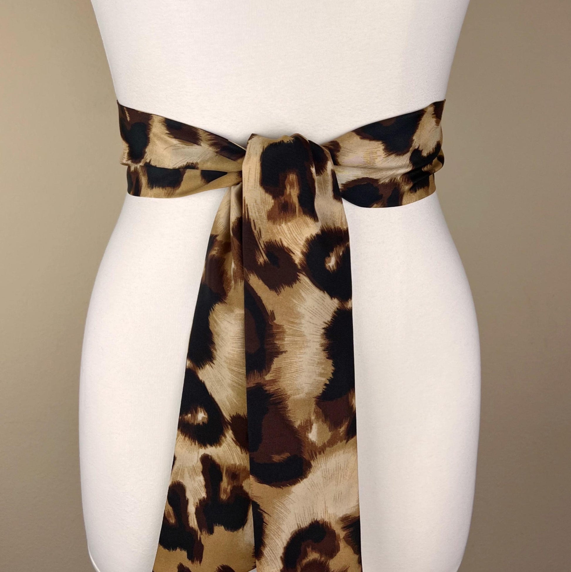 Big Cat Leopard Sash Belt, Wide Leopard Print Sash Belt, Animal Print Sash, Brown Leopard Belt, Leopard Print Accessories, Satin Swank