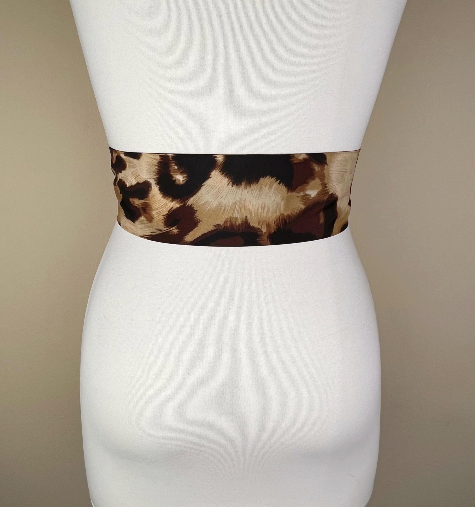 Big Cat Leopard Sash Belt, Wide Leopard Print Sash Belt, Animal Print Sash, Brown Leopard Belt, Leopard Print Accessories, Satin Swank