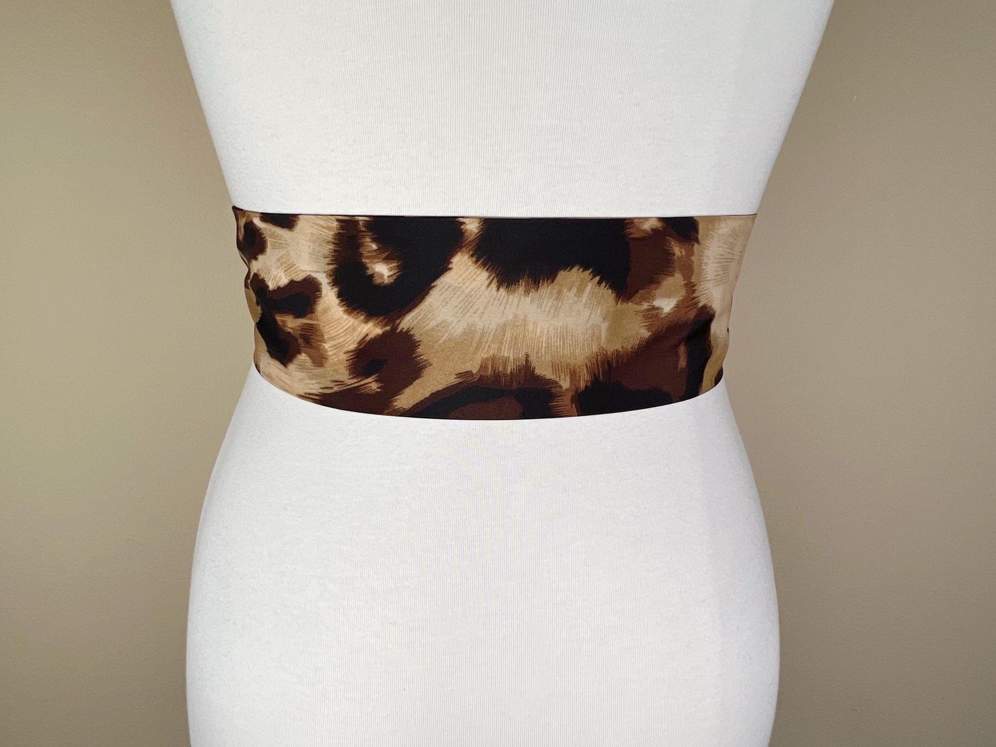 Big Cat Leopard Sash Belt, Wide Leopard Print Sash Belt, Animal Print Sash, Brown Leopard Belt, Leopard Print Accessories, Satin Swank