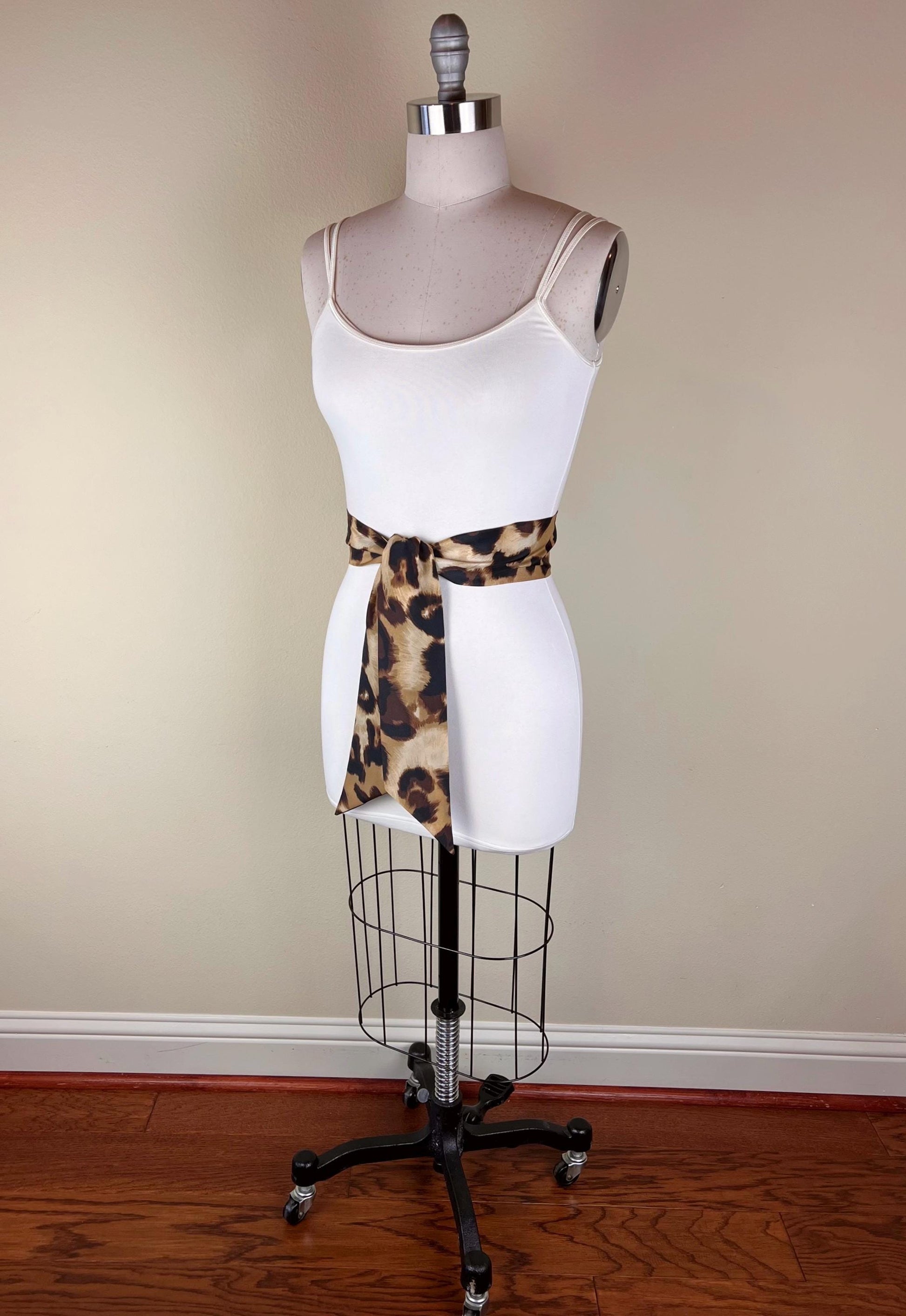 Big Cat Leopard Sash Belt, Wide Leopard Print Sash Belt, Animal Print Sash, Brown Leopard Belt, Leopard Print Accessories, Satin Swank