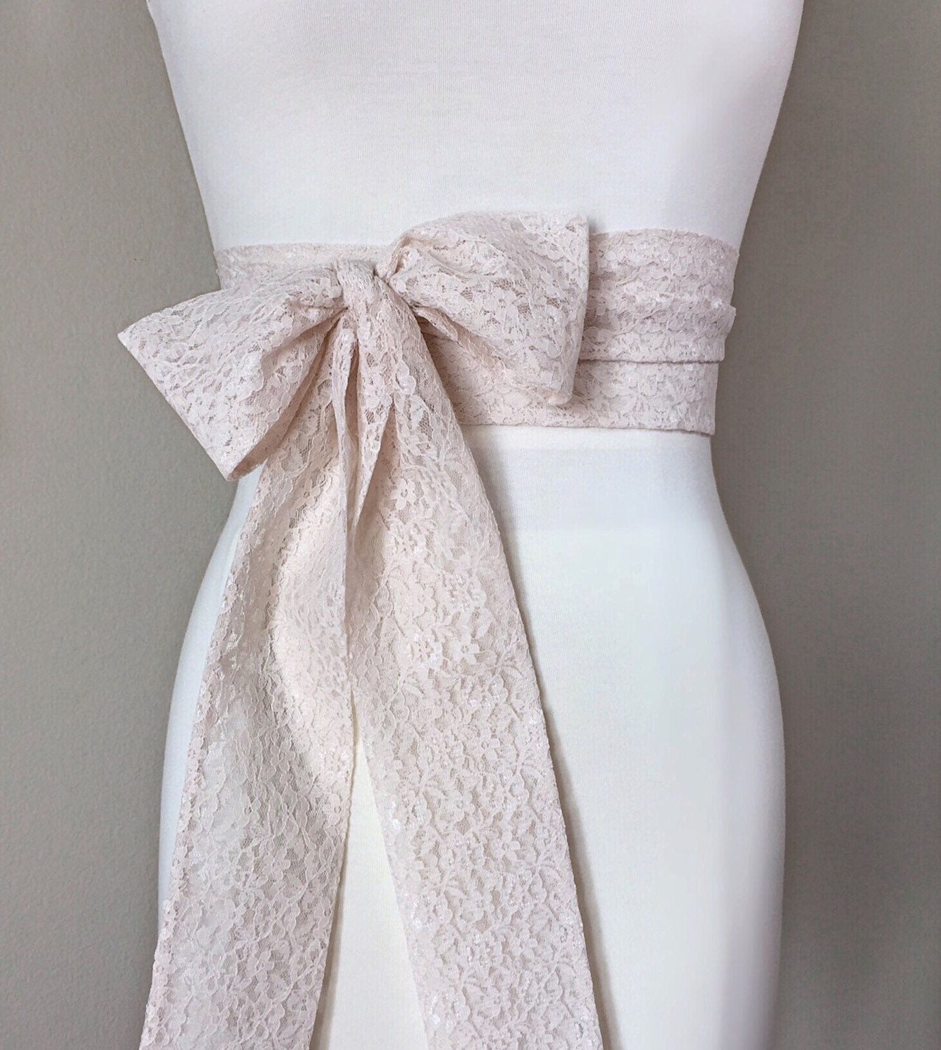 Champagne Lace Sash, Extra Long Lace Sash, Champagne Wedding Dress Sash, Lace Champagne Sash Belt, Long Beige Lace Sash, Satin Swank