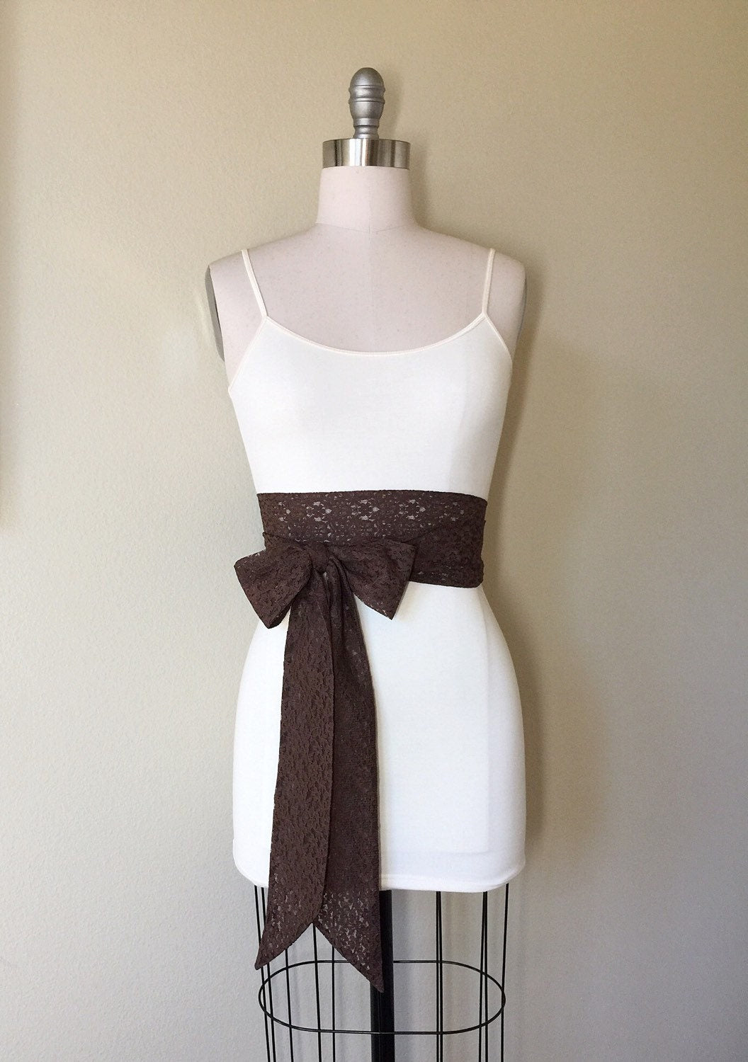 Chocolate Brown Lace Sash, Extra Long Lace Sash, Wedding Dress Sash, Chocolate Lace Sash Bridal Belt, Long Length Lace Wrap Belt Satin Swank