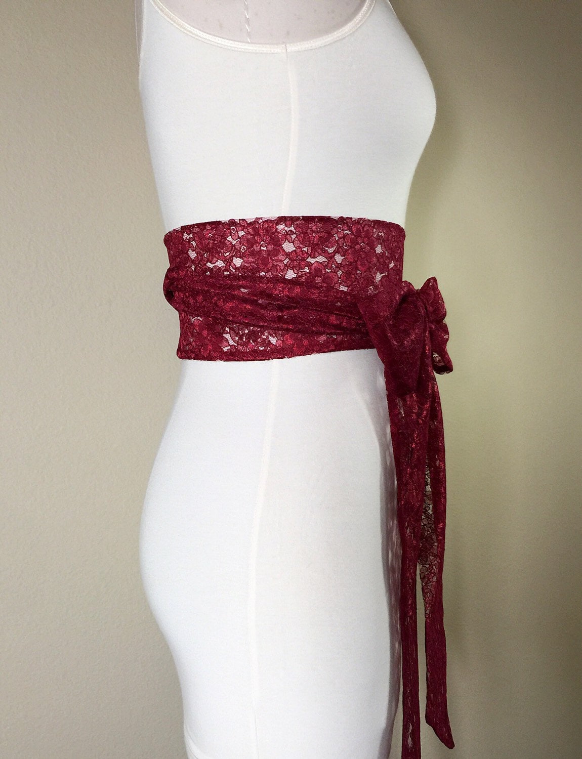 Burgundy Lace Sash, Wine Lace Sash, Extra Long Wedding Dress Sash, Maroon Lace Sash Bridal Belt, Long Length Lace Wrap Belt, Satin Swank