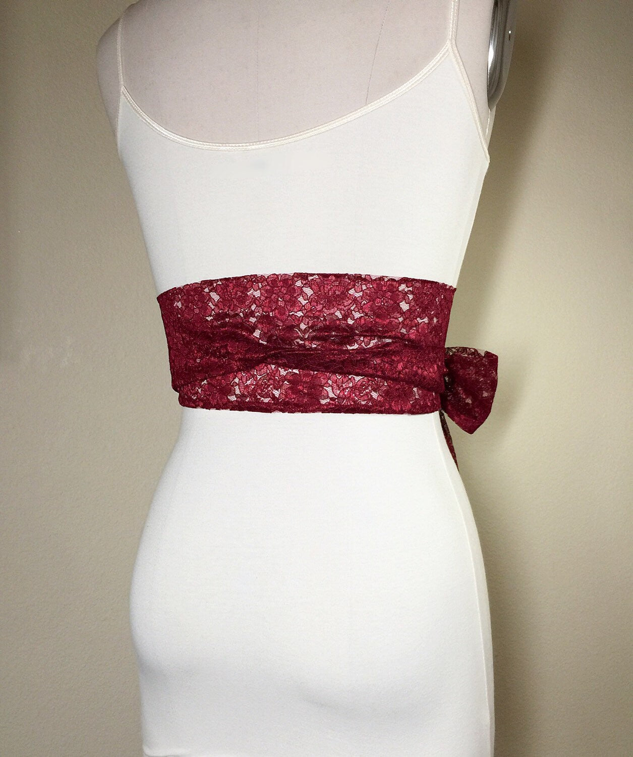 Burgundy Lace Sash, Wine Lace Sash, Extra Long Wedding Dress Sash, Maroon Lace Sash Bridal Belt, Long Length Lace Wrap Belt, Satin Swank