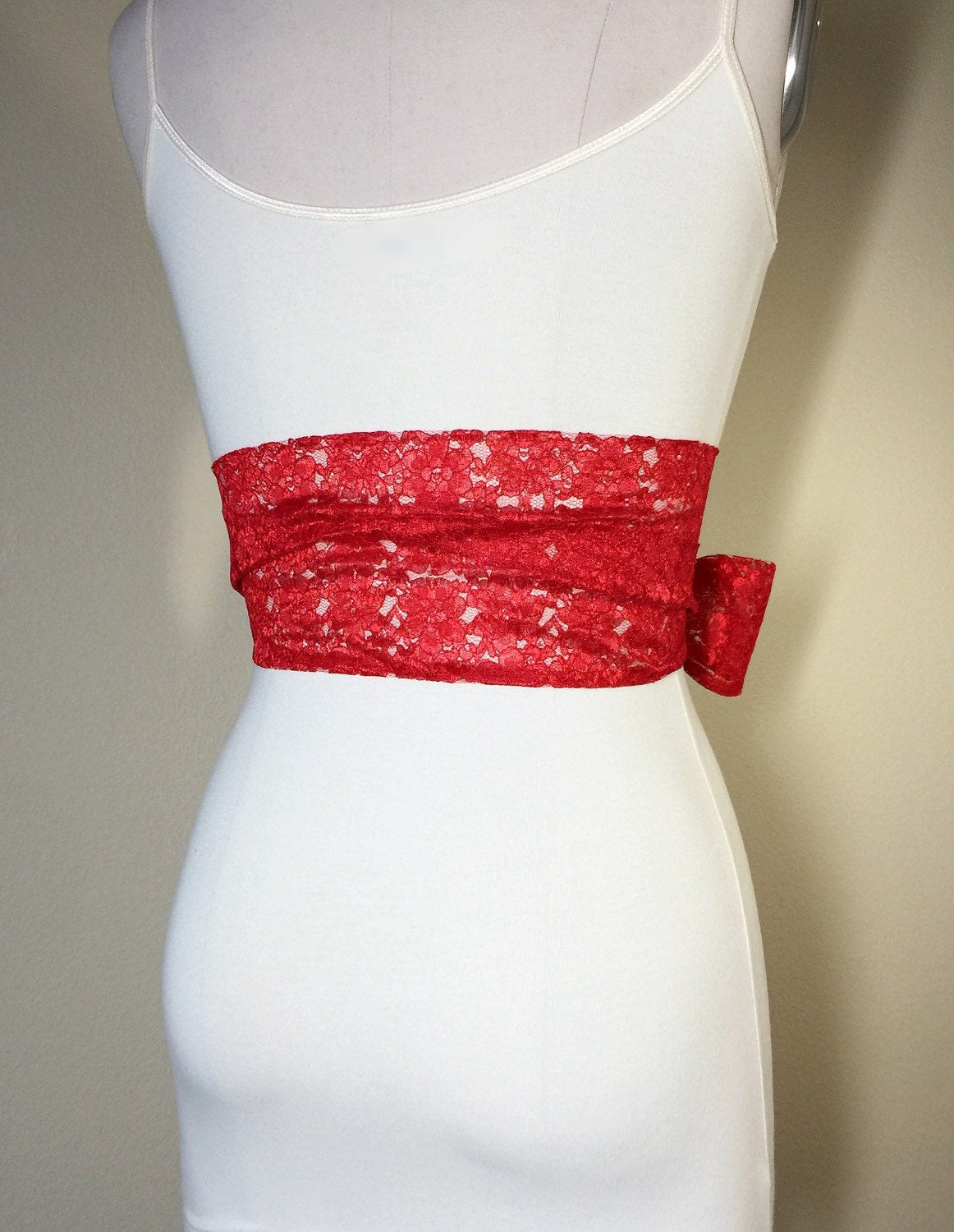 Bright Red Lace Sash, Holiday Sash, Extra Long Wedding Dress Sash, Holiday Red Sash, Bridal Belt, Long Length Lace Wrap Belt, Satin Swank