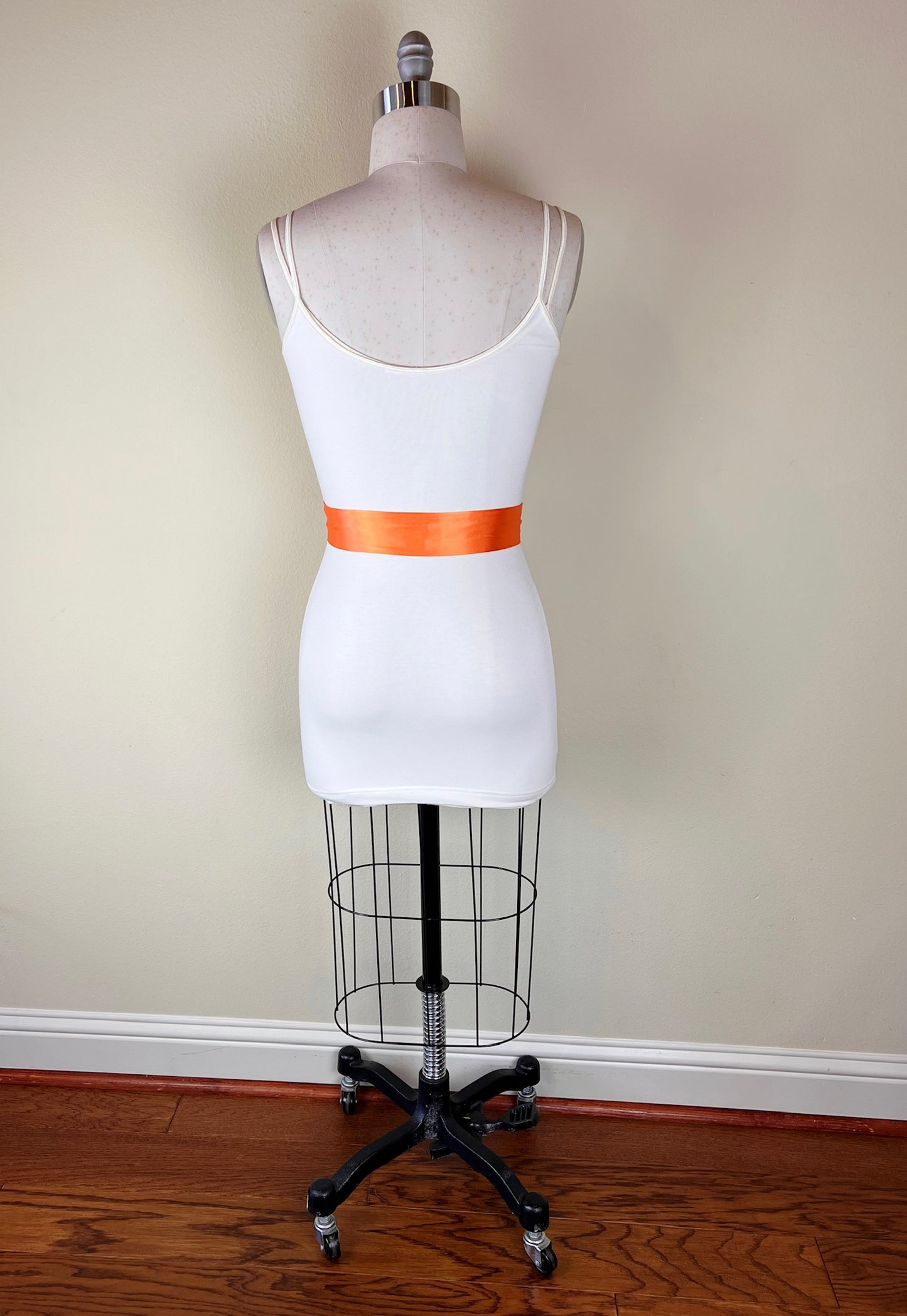 Narrow Light Orange Satin Sash Belt by Satin Swank®