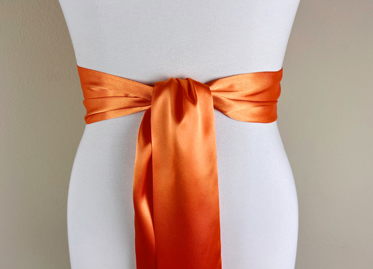 Wide Light Orange Satin Sash Belt by Satin Swank®
