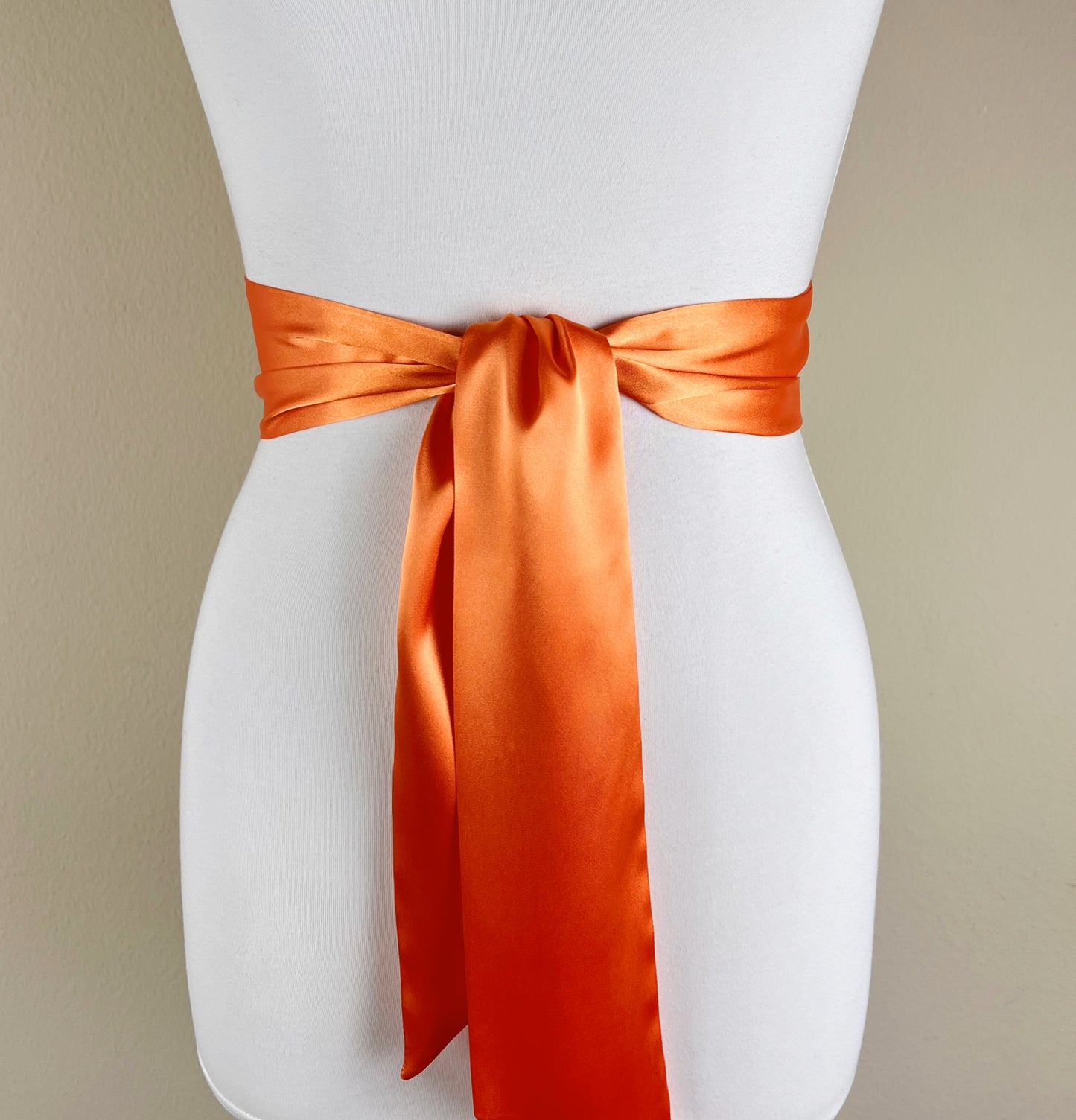 Wide Light Orange Satin Sash Belt by Satin Swank®