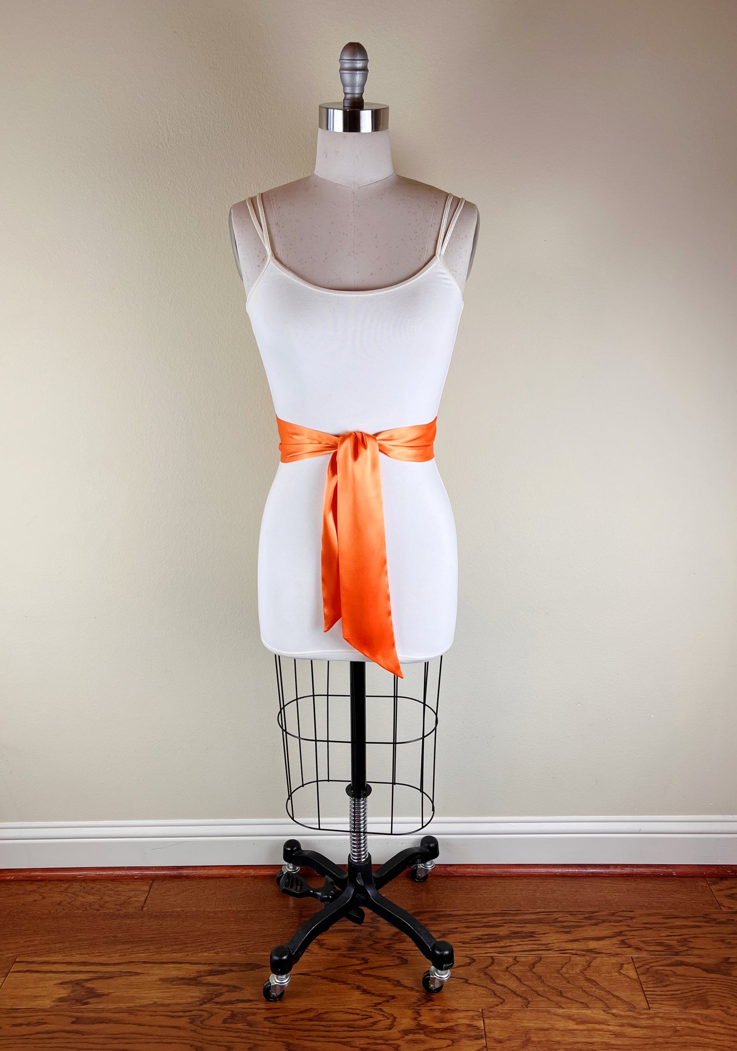 Wide Light Orange Satin Sash Belt by Satin Swank®