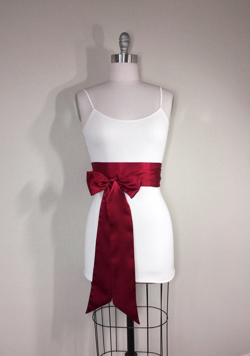 Cranberry Red Sash, Deep Red Satin Sash, Reversible Double Waist Wrap Belt, Dark Red Obi Sash Belt, Bridal Sash Wedding Sash, Satin Swank