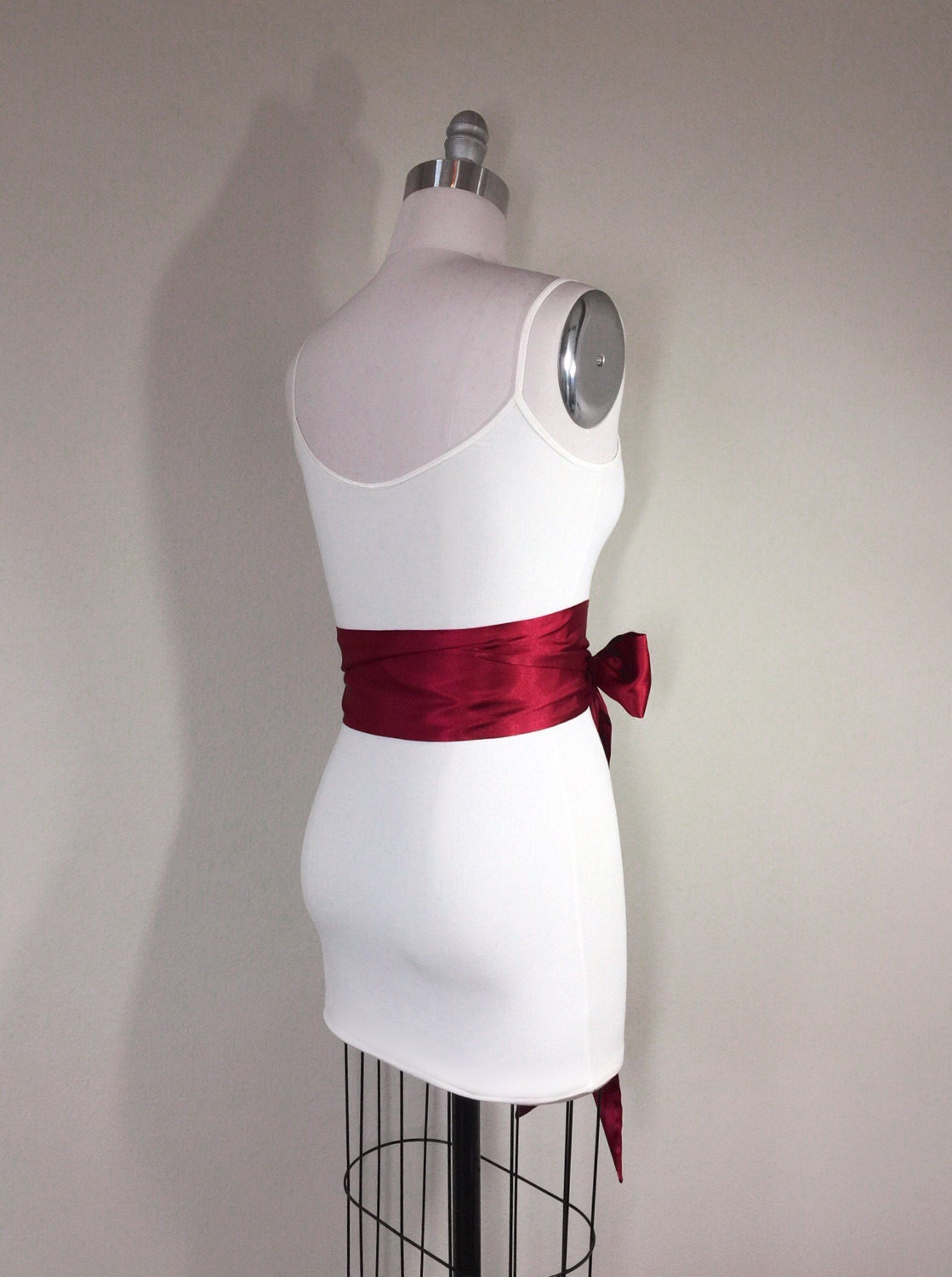 Cranberry Red Sash, Deep Red Satin Sash, Reversible Double Waist Wrap Belt, Dark Red Obi Sash Belt, Bridal Sash Wedding Sash, Satin Swank