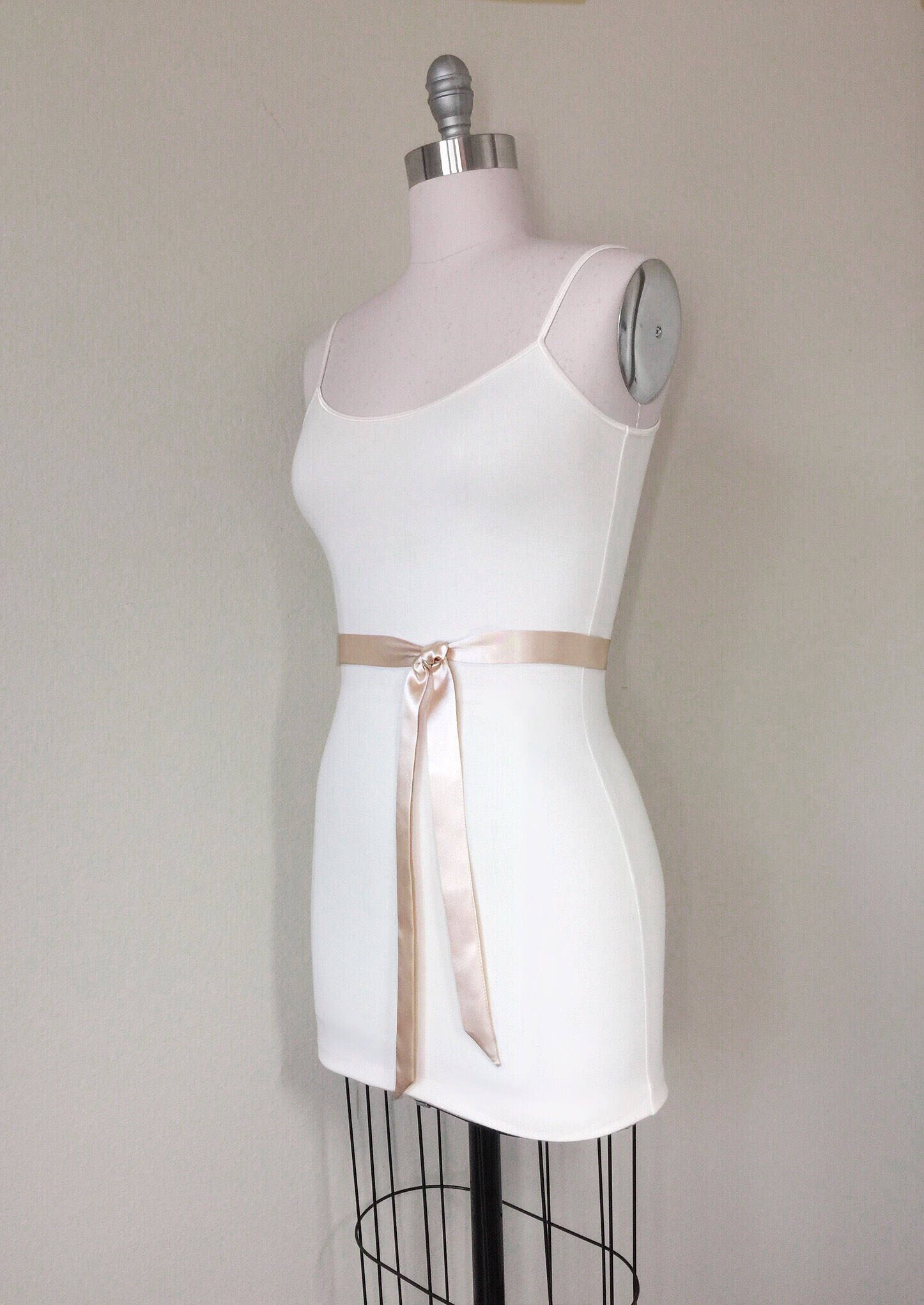 Extra Narrow Champagne Sash, Champagne Satin Sash Belt, Skinny Sash Belt, Narrow Champagne Sash, Thin Sash Belt, Satin Champagne Satin Swank
