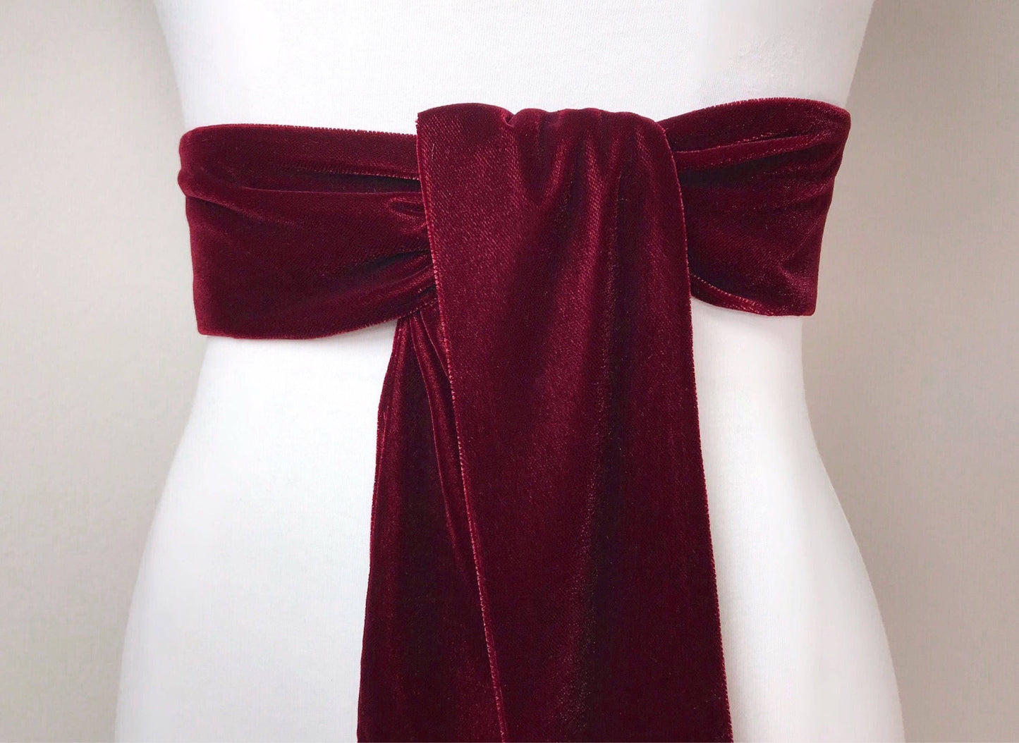 Burgundy Velvet (Micro Velvet) Sash Belt by Satin Swank®