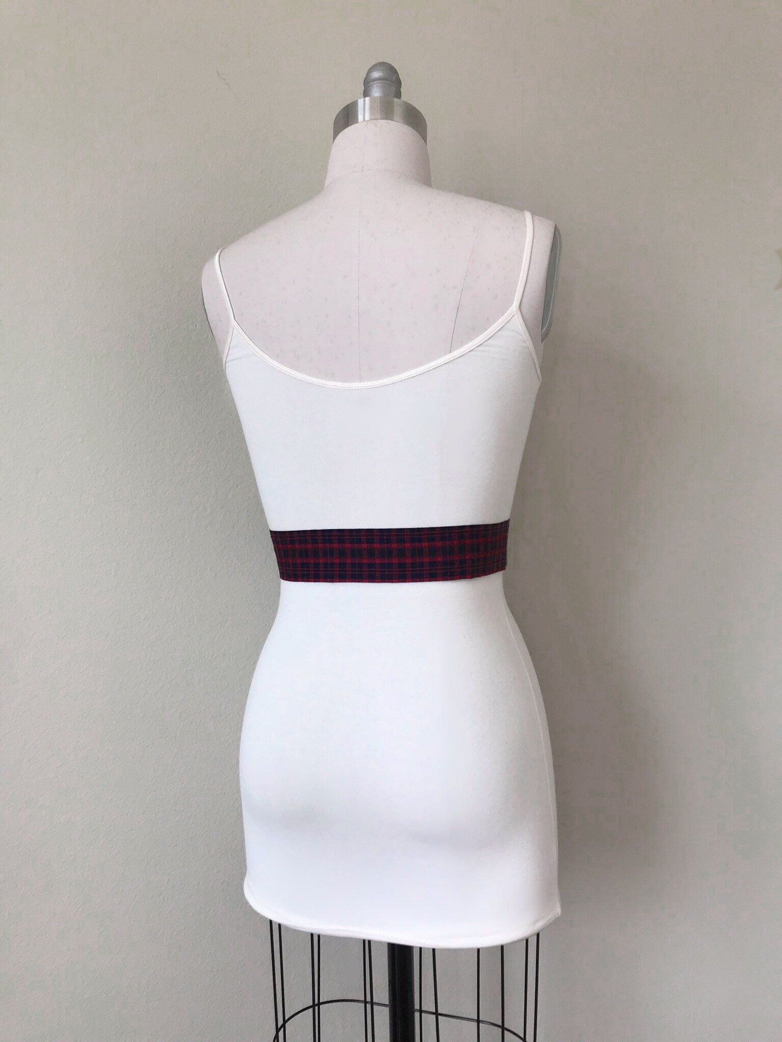 Red & Navy Tartan Sash, Narrow Plaid Sash, Navy Red Tartan Plaid, Mini Tartan Plaid Sash Belt, Scottish Tartan Accessories, Satin Swank