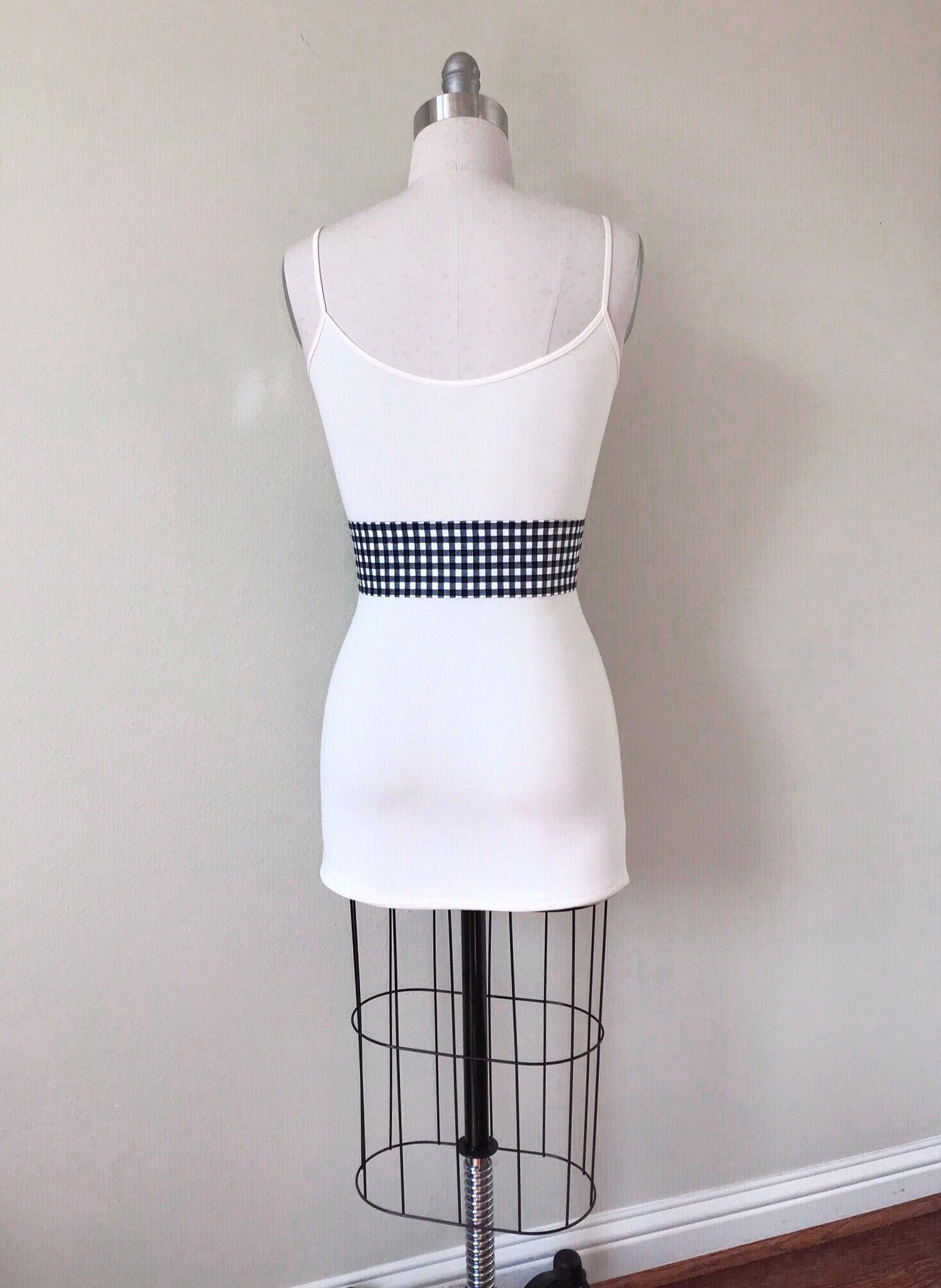 Mini Buffalo Plaid in Black & White, Gingham Plaid Sash, Black White Checkered Sash, Black White Sash Belt, Black Gingham Belt, Satin Swank