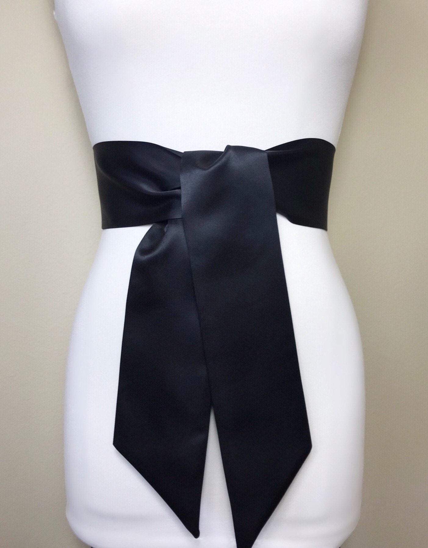 Wide Black Matte Satin Sash Belt by Satin Swank Wide Black Matte Satin Sash Belt by Satin Swank