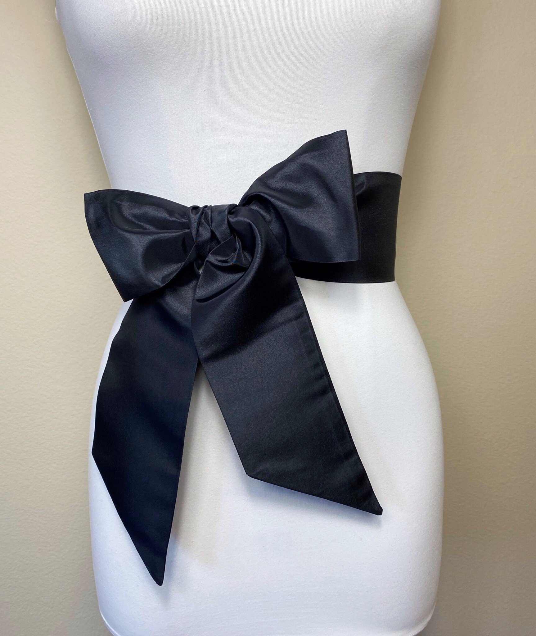 Crisp Taffeta Sash in Black, Black Taffeta Sash, Taffeta Bow Belt, Formal Dress Sash, Black Taffeta Waist Sash, Satin Swank