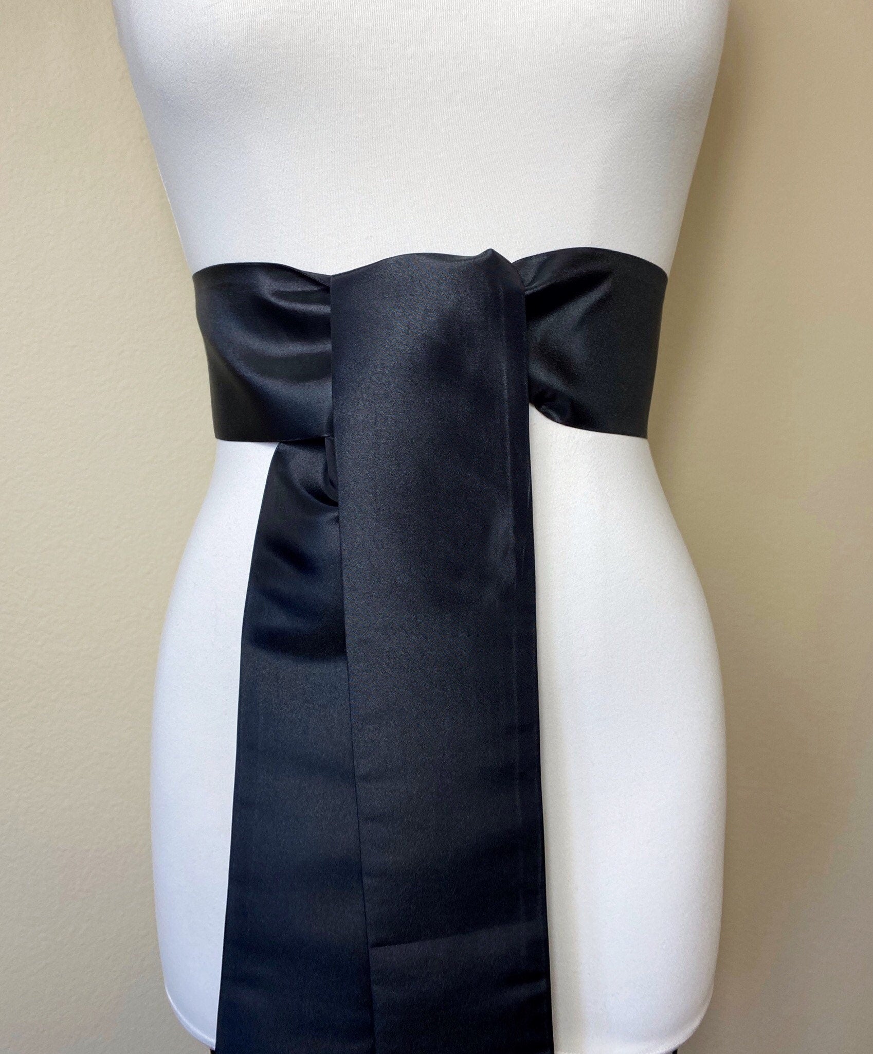 Crisp Taffeta Sash in Black, Black Taffeta Sash, Taffeta Bow Belt, Formal Dress Sash, Black Taffeta Waist Sash, Satin Swank