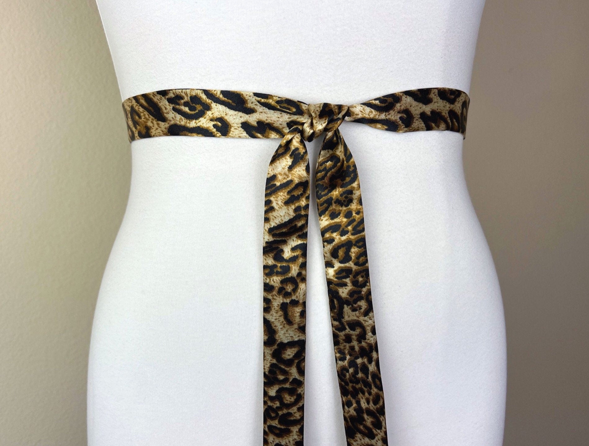 Extra Narrow Leopard Sash, Skinny Sash Belt, Leopard Satin Sash, Skinny Leopard Sash, Satin Leopard Belt, Leopard Narrow Sash, Satin Swank