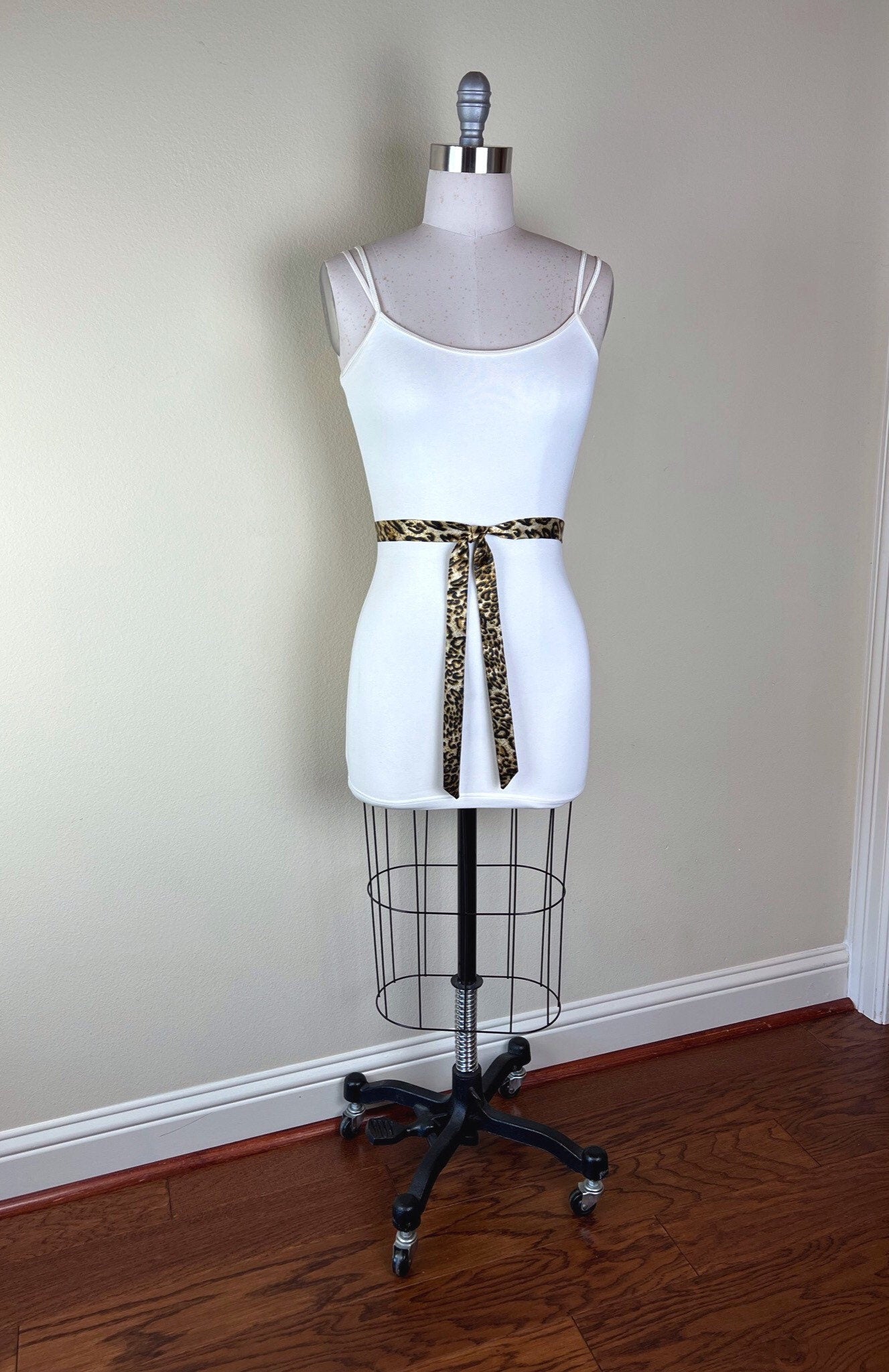 Extra Narrow Leopard Sash, Skinny Sash Belt, Leopard Satin Sash, Skinny Leopard Sash, Satin Leopard Belt, Leopard Narrow Sash, Satin Swank