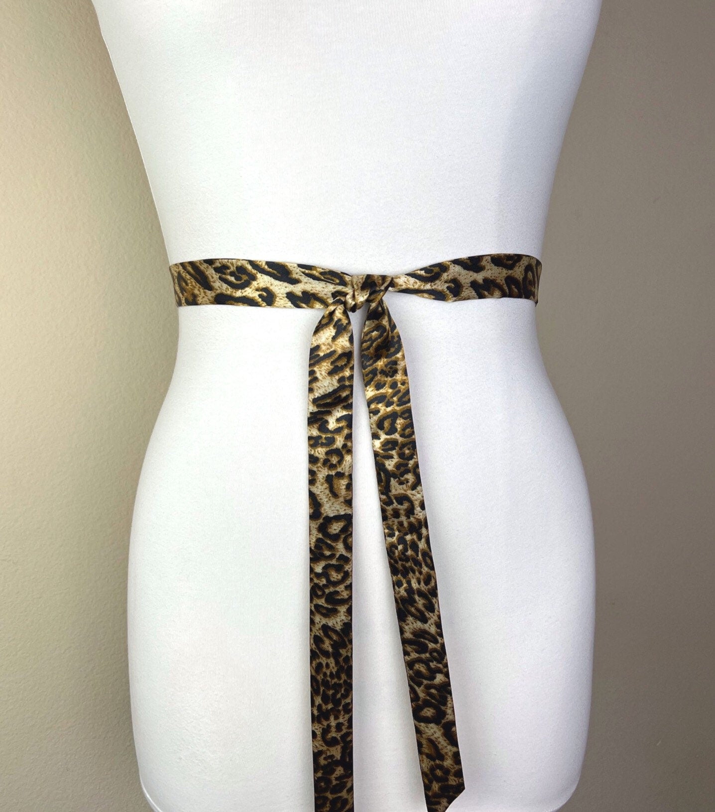 Extra Narrow Leopard Sash, Skinny Sash Belt, Leopard Satin Sash, Skinny Leopard Sash, Satin Leopard Belt, Leopard Narrow Sash, Satin Swank