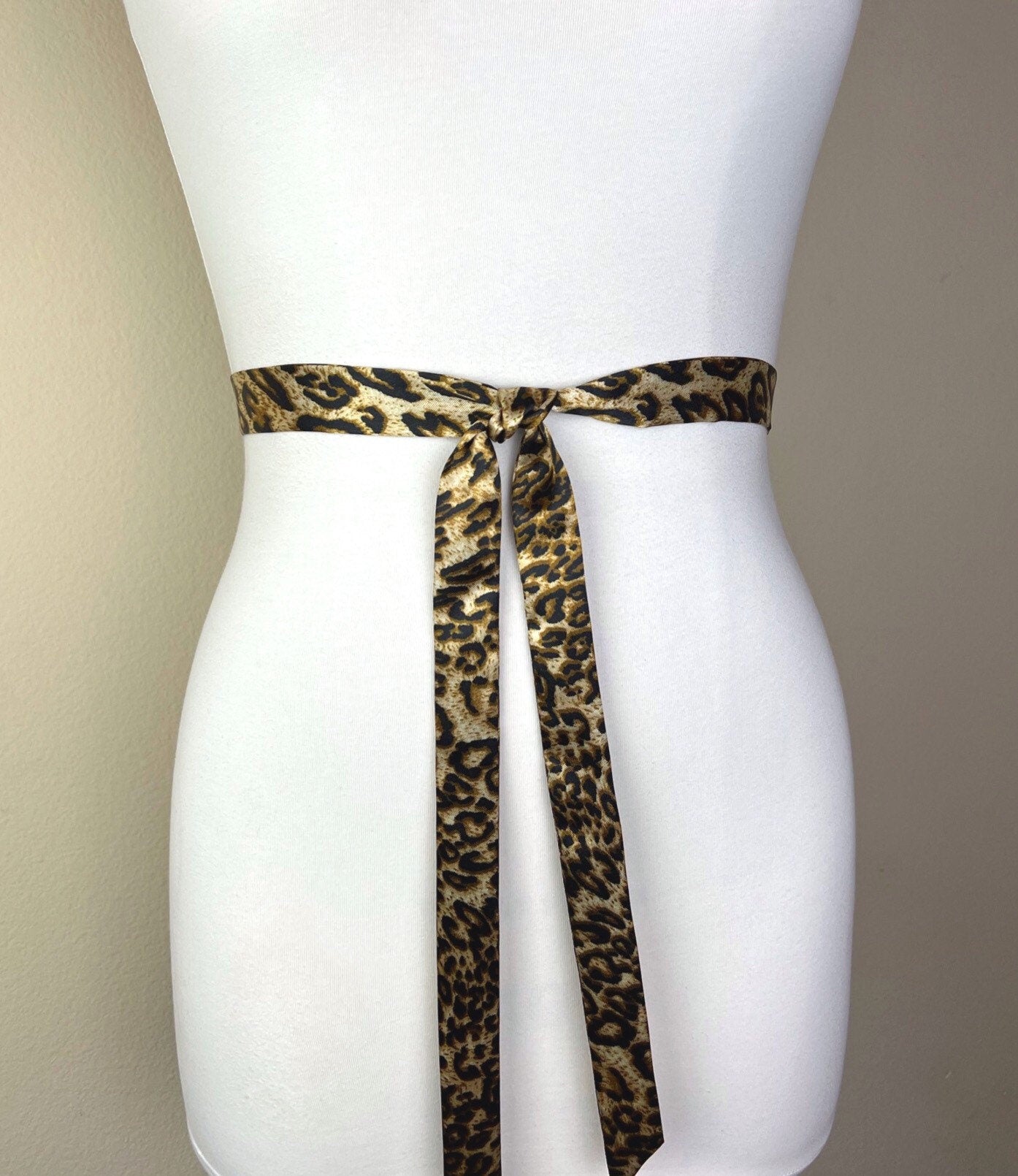 Extra Narrow Leopard Sash, Skinny Sash Belt, Leopard Satin Sash, Skinny Leopard Sash, Satin Leopard Belt, Leopard Narrow Sash, Satin Swank