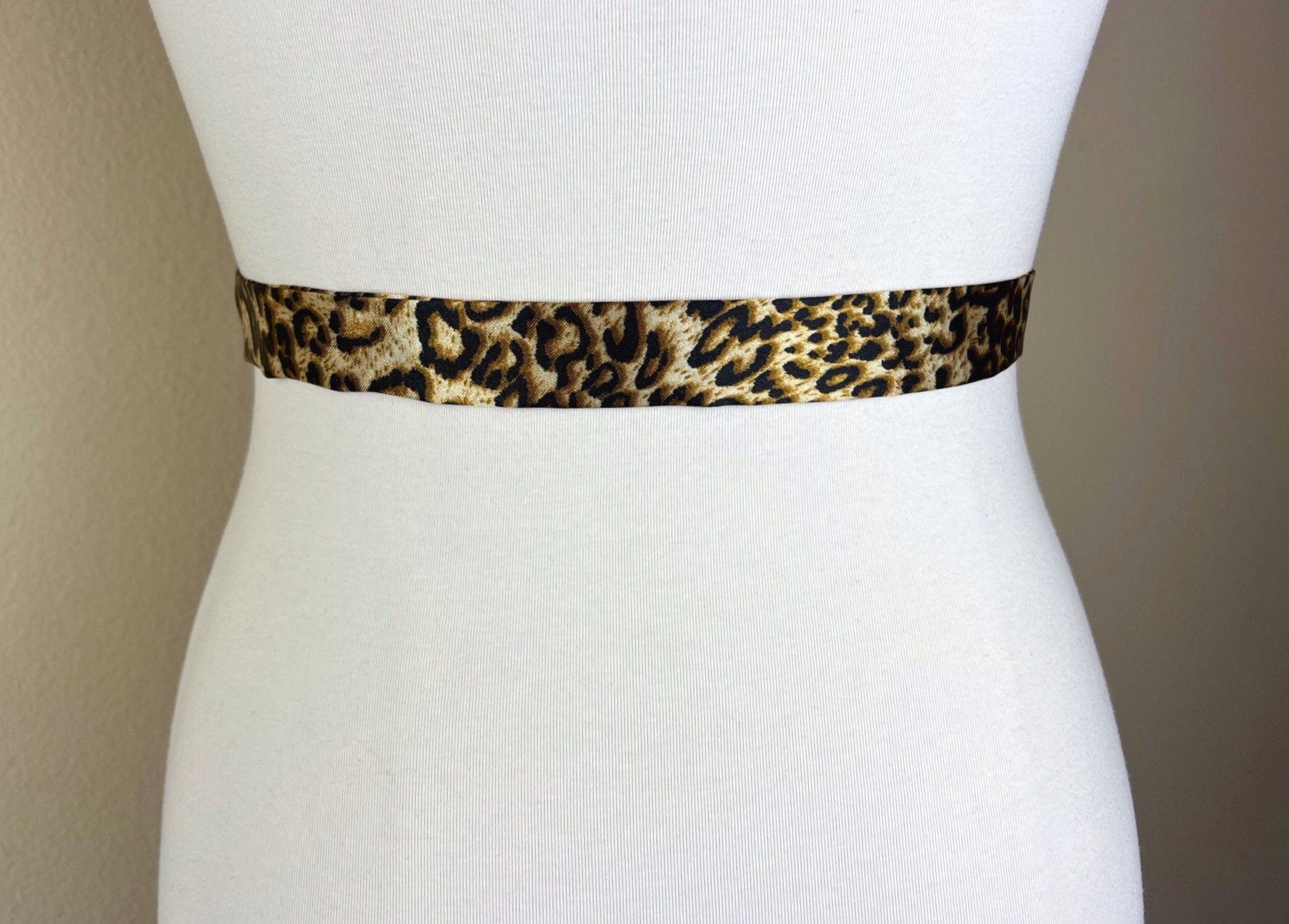 Extra Narrow Leopard Sash, Skinny Sash Belt, Leopard Satin Sash, Skinny Leopard Sash, Satin Leopard Belt, Leopard Narrow Sash, Satin Swank