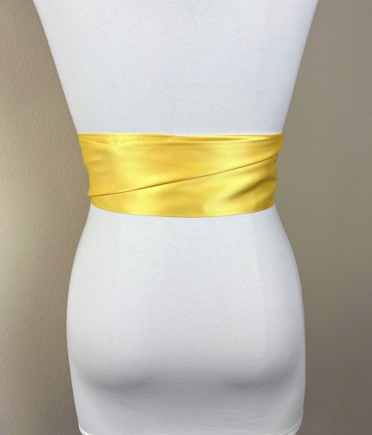 Sunny Yellow Satin Sash, Extra Long Yellow Sash, Wide Yellow Dress Sash, Yellow Belt, Yellow Bridesmaid, Wedding Dress Sash, Satin Swank