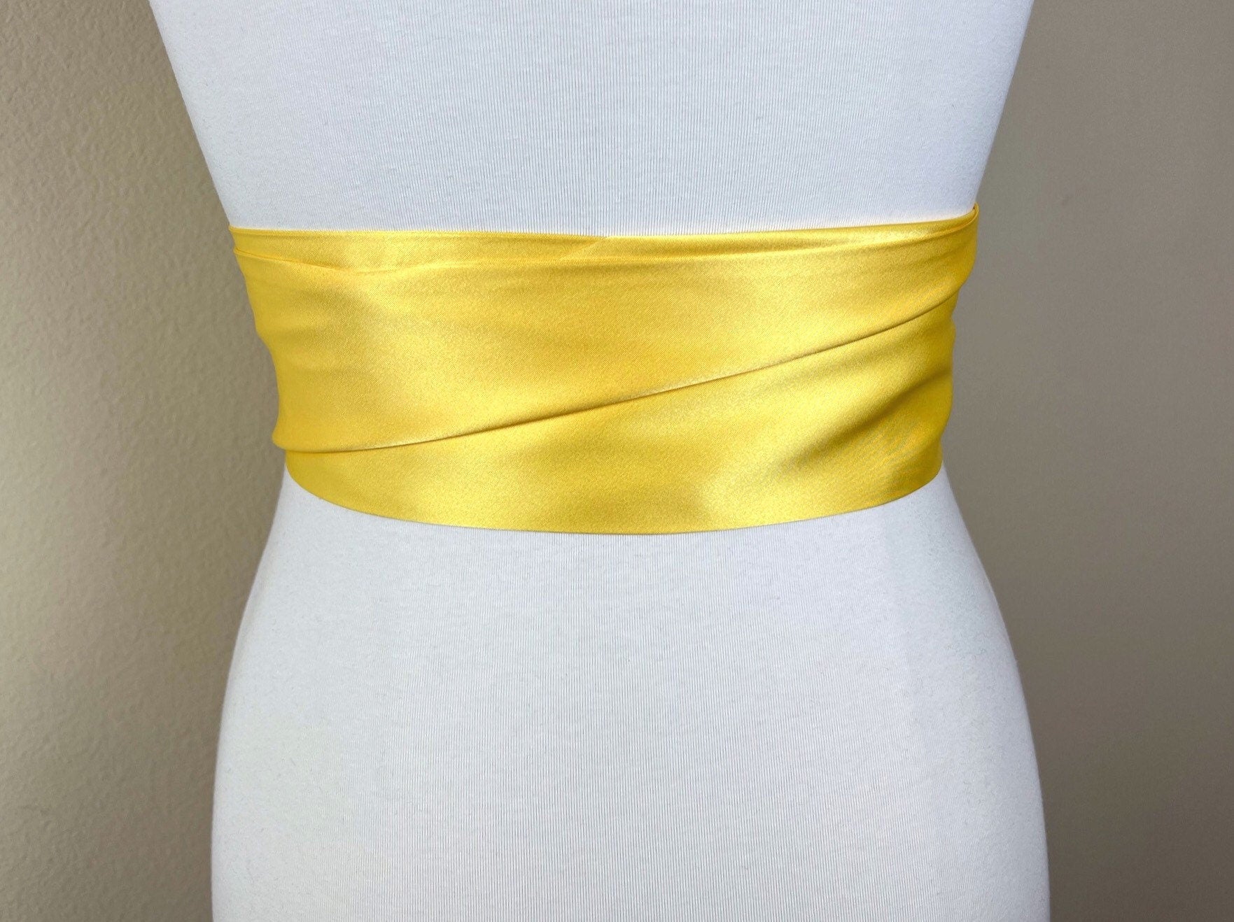 Sunny Yellow Satin Sash, Extra Long Yellow Sash, Wide Yellow Dress Sash, Yellow Belt, Yellow Bridesmaid, Wedding Dress Sash, Satin Swank