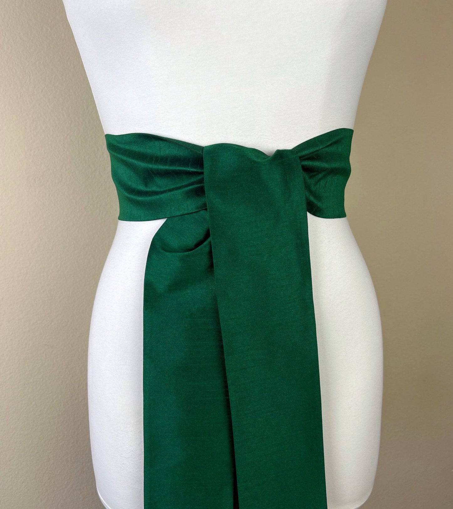 Wide Textured Alpine Green Sash Belt, Green Dupioni Sash, Dark Green Dress Sash, Dupioni Belt, Green Wedding & Bridesmaid Sash, Satin Swank