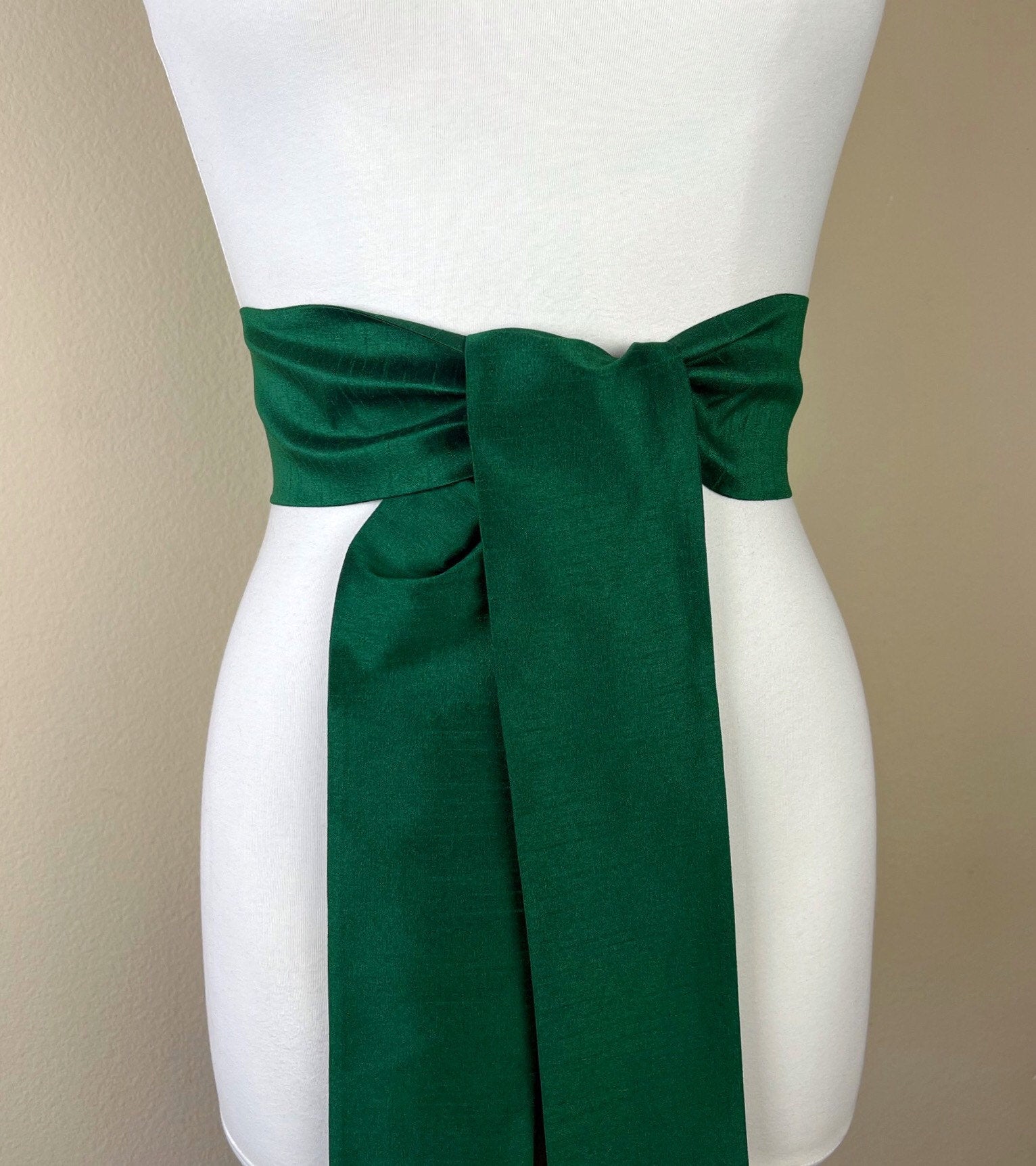 Wide Textured Alpine Green Sash Belt, Green Dupioni Sash, Dark Green Dress Sash, Dupioni Belt, Green Wedding & Bridesmaid Sash, Satin Swank