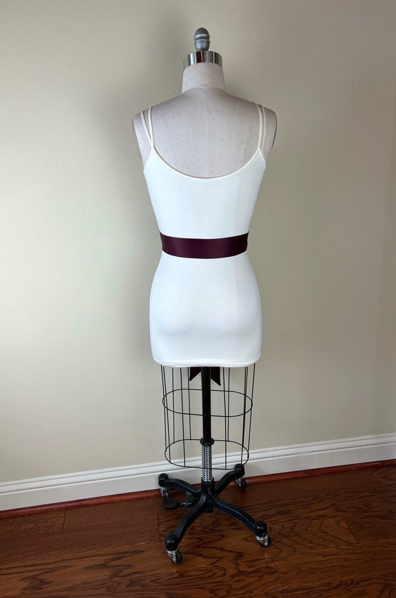 burgundy sash for dress Narrow Maroon Matte Satin Sash Belt by Satin Swank