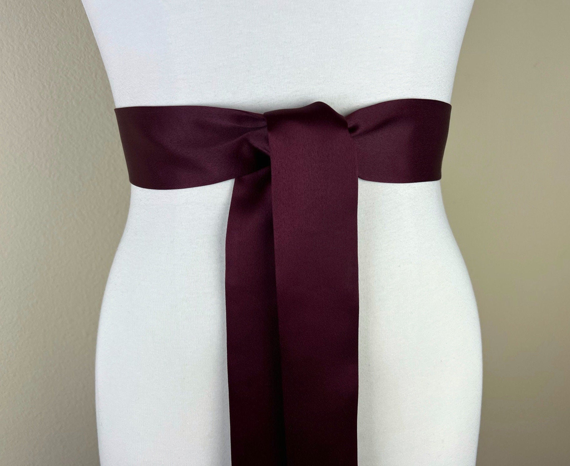 Narrow Maroon Matte Satin Sash Belt by Satin Swank Narrow Maroon Matte Satin Sash Belt by Satin Swank