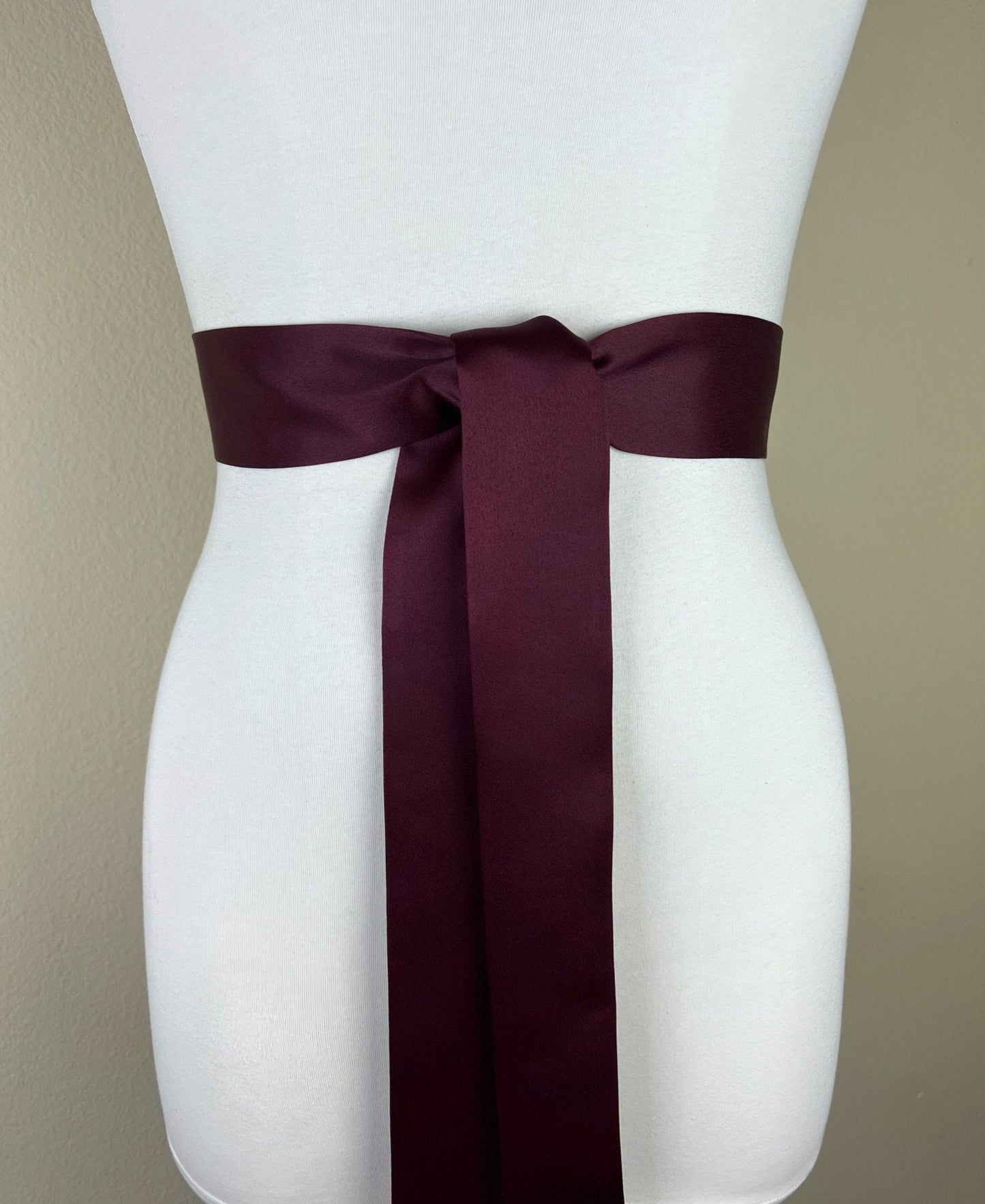 Narrow Maroon Matte Satin Sash Belt by Satin Swank Narrow Maroon Matte Satin Sash Belt by Satin Swank