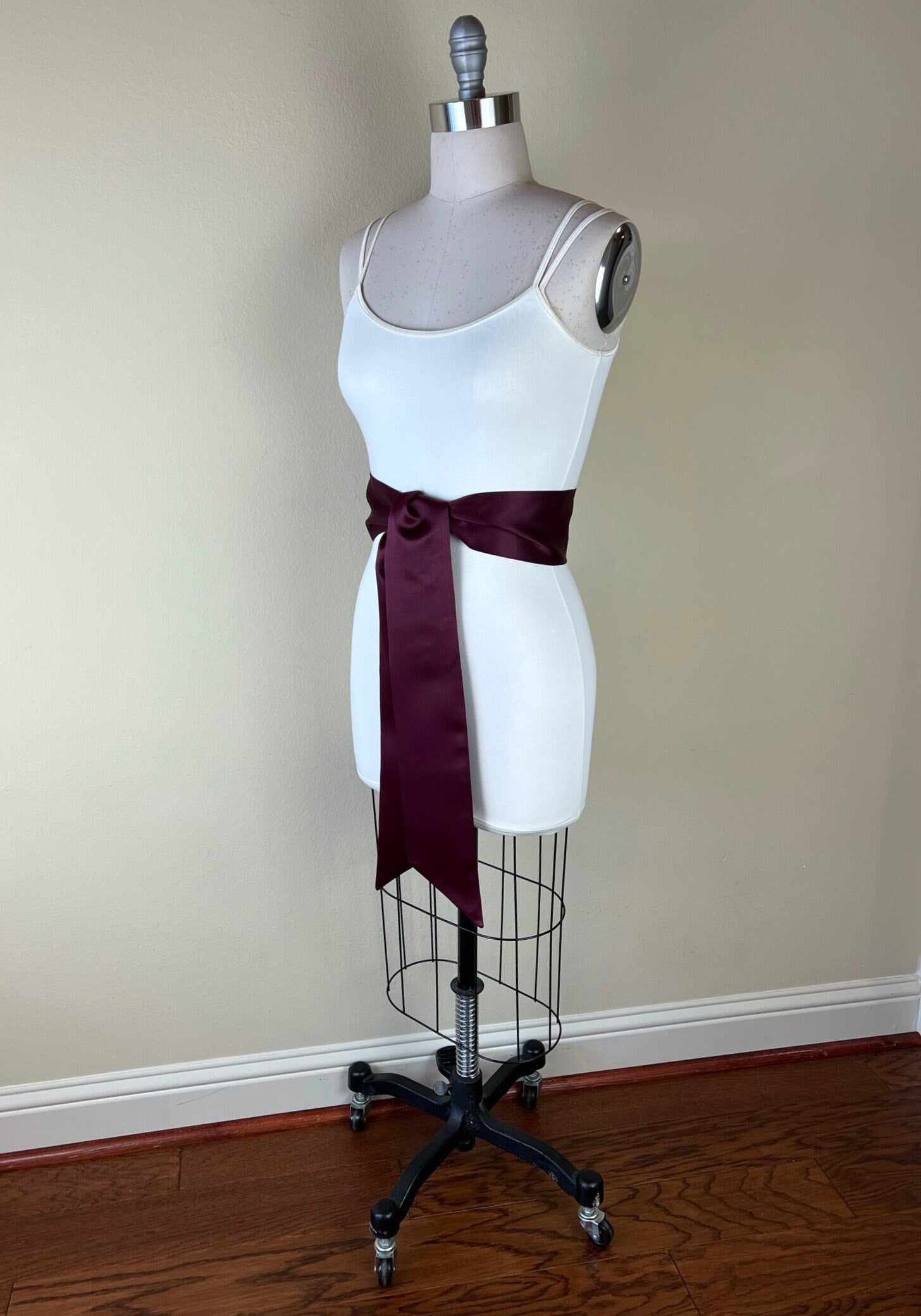 Wide Maroon Sash in Matte Satin, Maroon Sash Belt, Dark Burgundy Sash Belt, Matte Satin Sash, Dress Sash, Maroon Waist Sash, Satin Swank