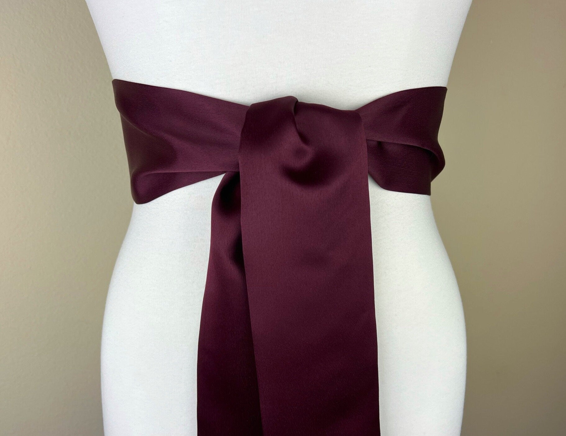 Wide Maroon Sash in Matte Satin, Maroon Sash Belt, Dark Burgundy Sash Belt, Matte Satin Sash, Dress Sash, Maroon Waist Sash, Satin Swank