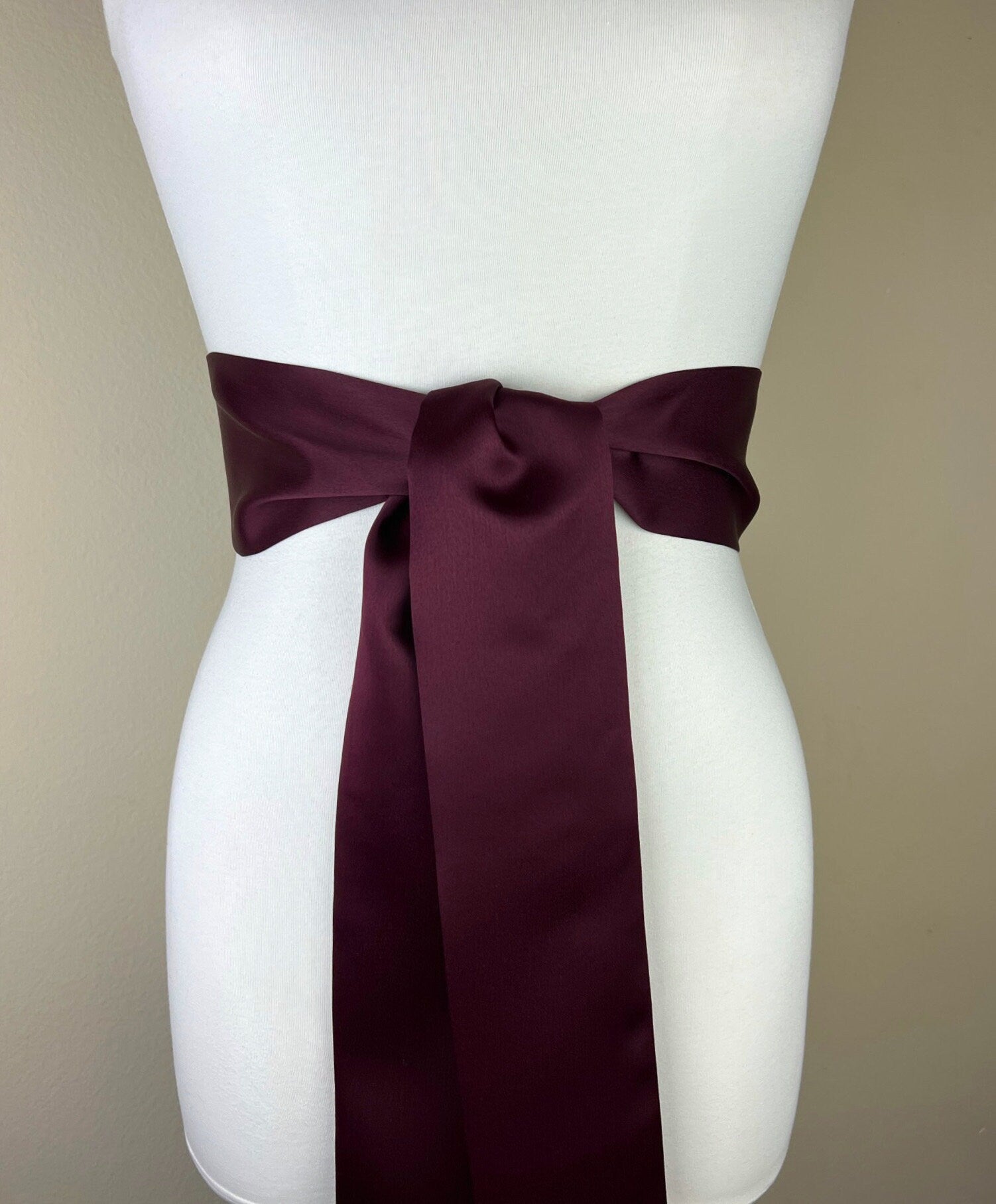 Wide Maroon Sash in Matte Satin, Maroon Sash Belt, Dark Burgundy Sash Belt, Matte Satin Sash, Dress Sash, Maroon Waist Sash, Satin Swank