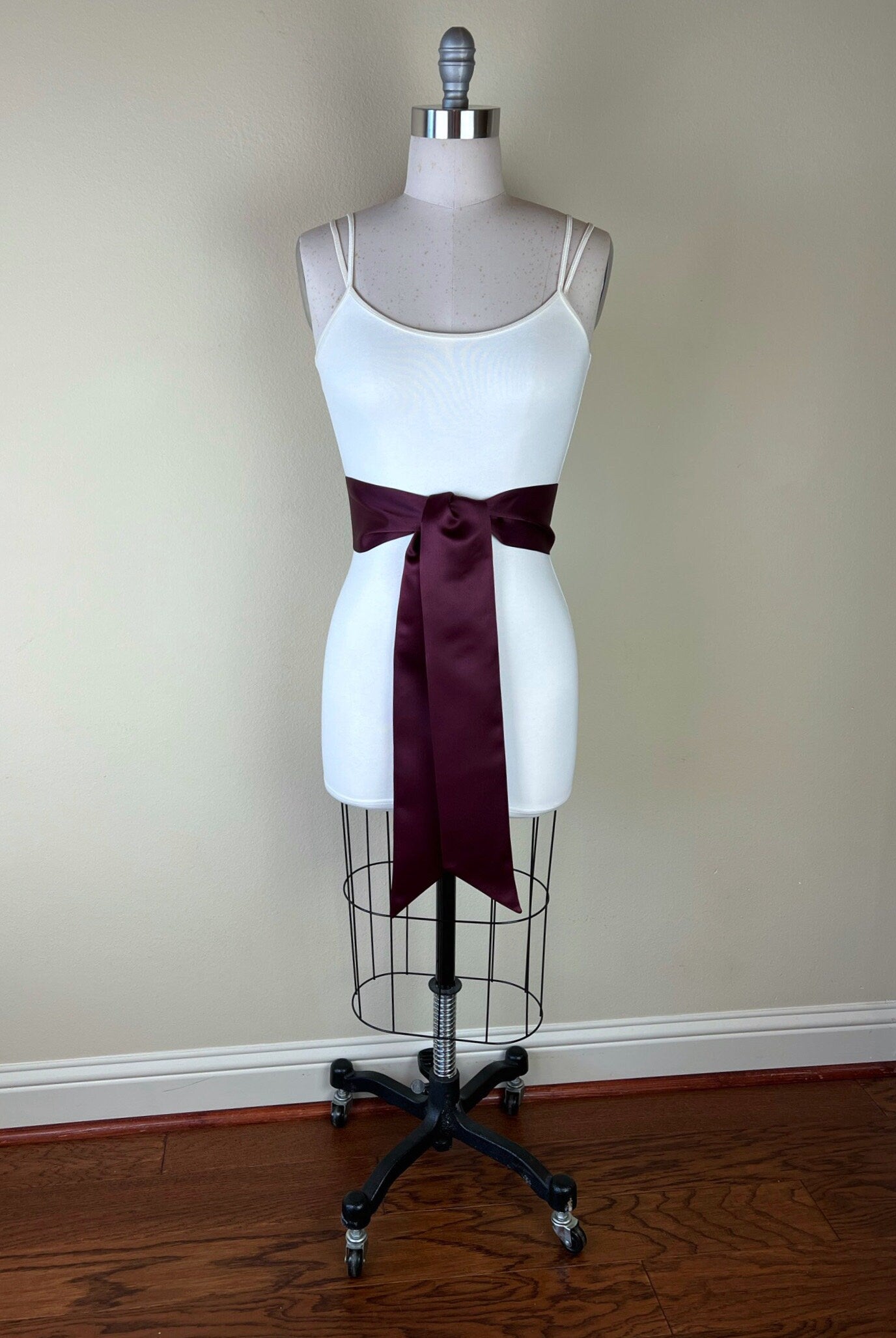 Wide Maroon Sash in Matte Satin, Maroon Sash Belt, Dark Burgundy Sash Belt, Matte Satin Sash, Dress Sash, Maroon Waist Sash, Satin Swank