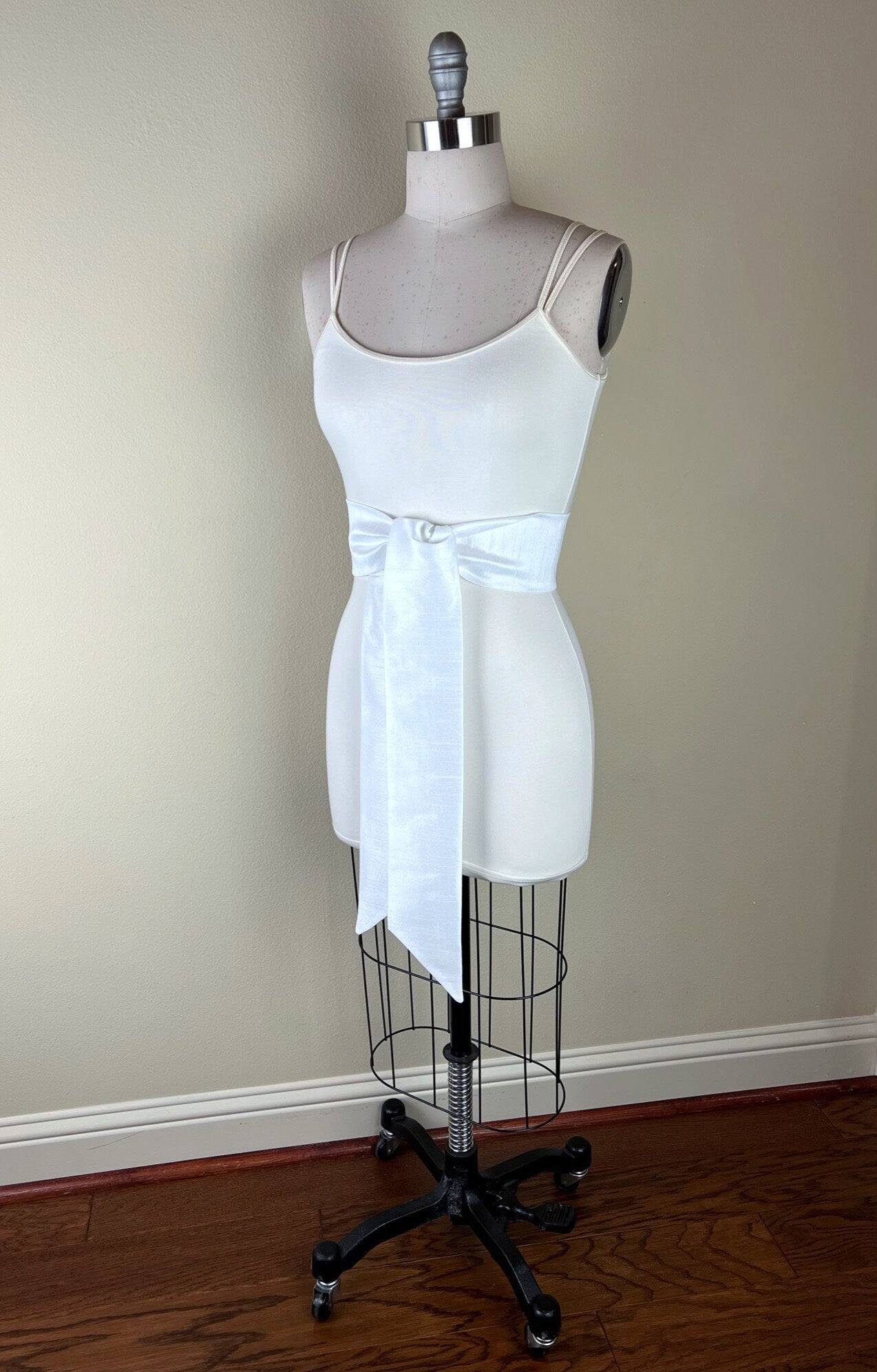 Wide White Textured Sash Belt by Satin Swank®