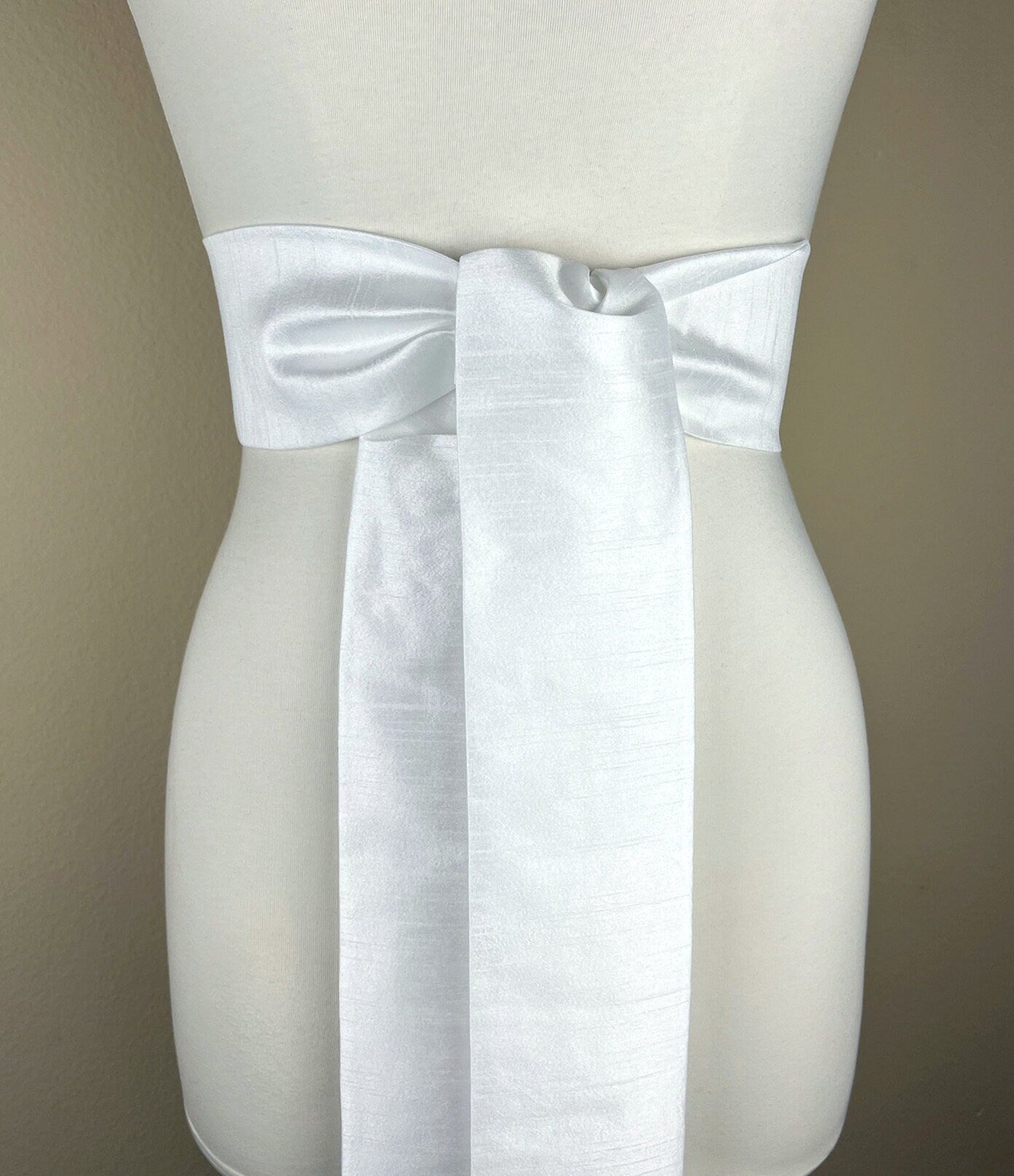 Wide White Textured Sash Belt by Satin Swank®