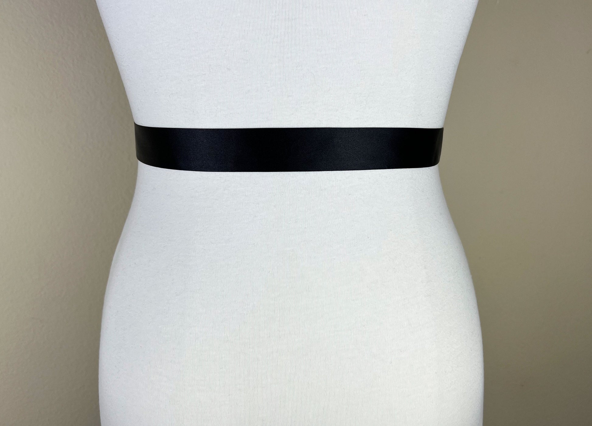 Extra Narrow Black Satin Sash Belt by Satin Swank Extra Narrow Black Satin Sash Belt by Satin Swank